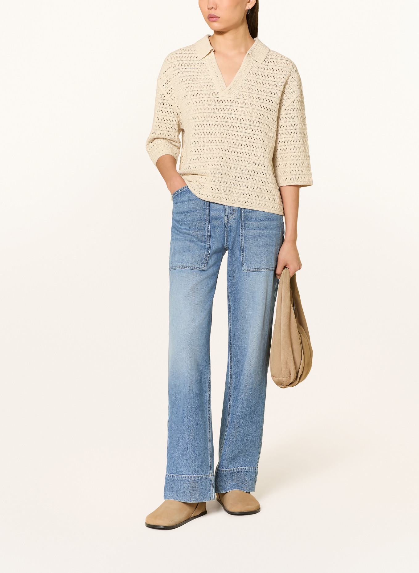 OPUS Sweter GARAKINO z rękawami 3/4: ECRU