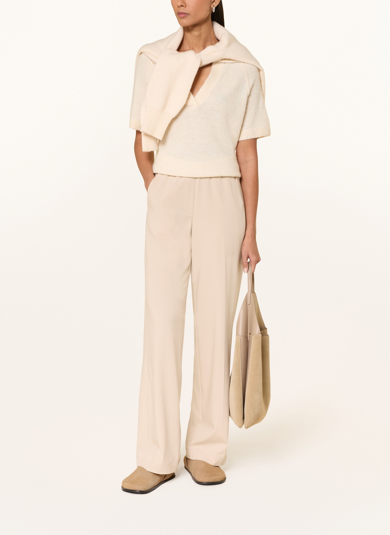 OPUS Spodnie MELANE BLOOM: BEŻOWY