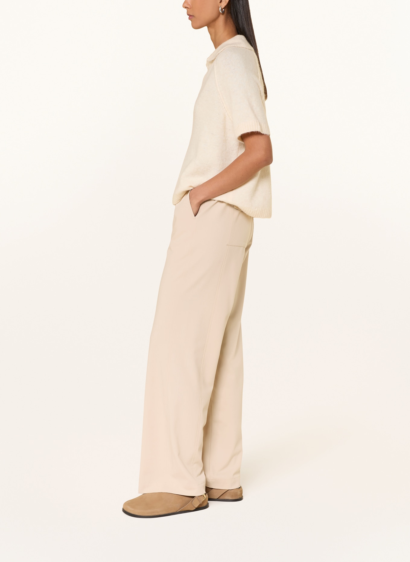 OPUS Spodnie MELANE BLOOM: BEŻOWY