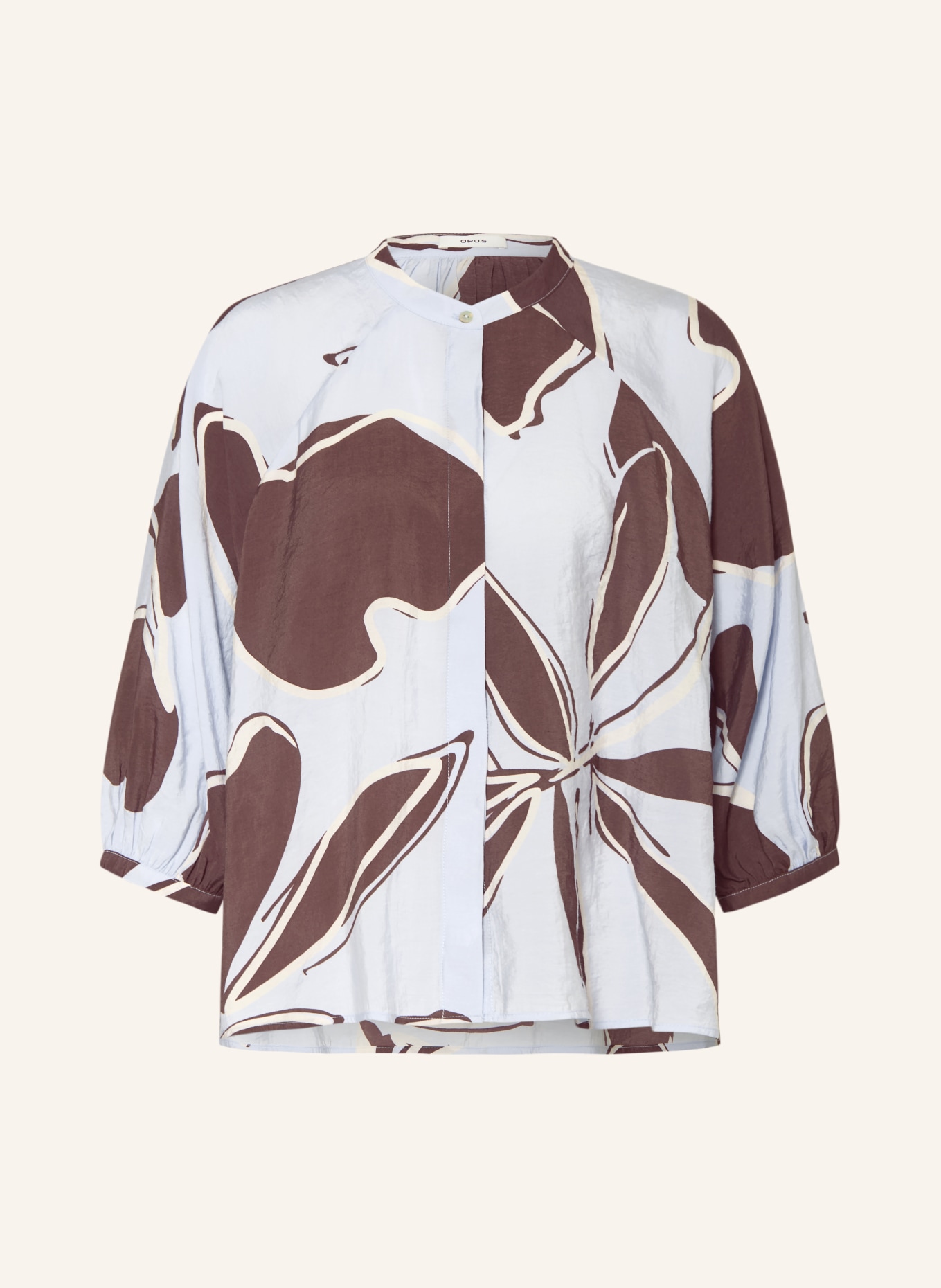 OPUS Bluzka FALOOM z rękawem 3/4: JASNONIEBIESKI / CIEMNOBRĄZOWY / BIAŁY