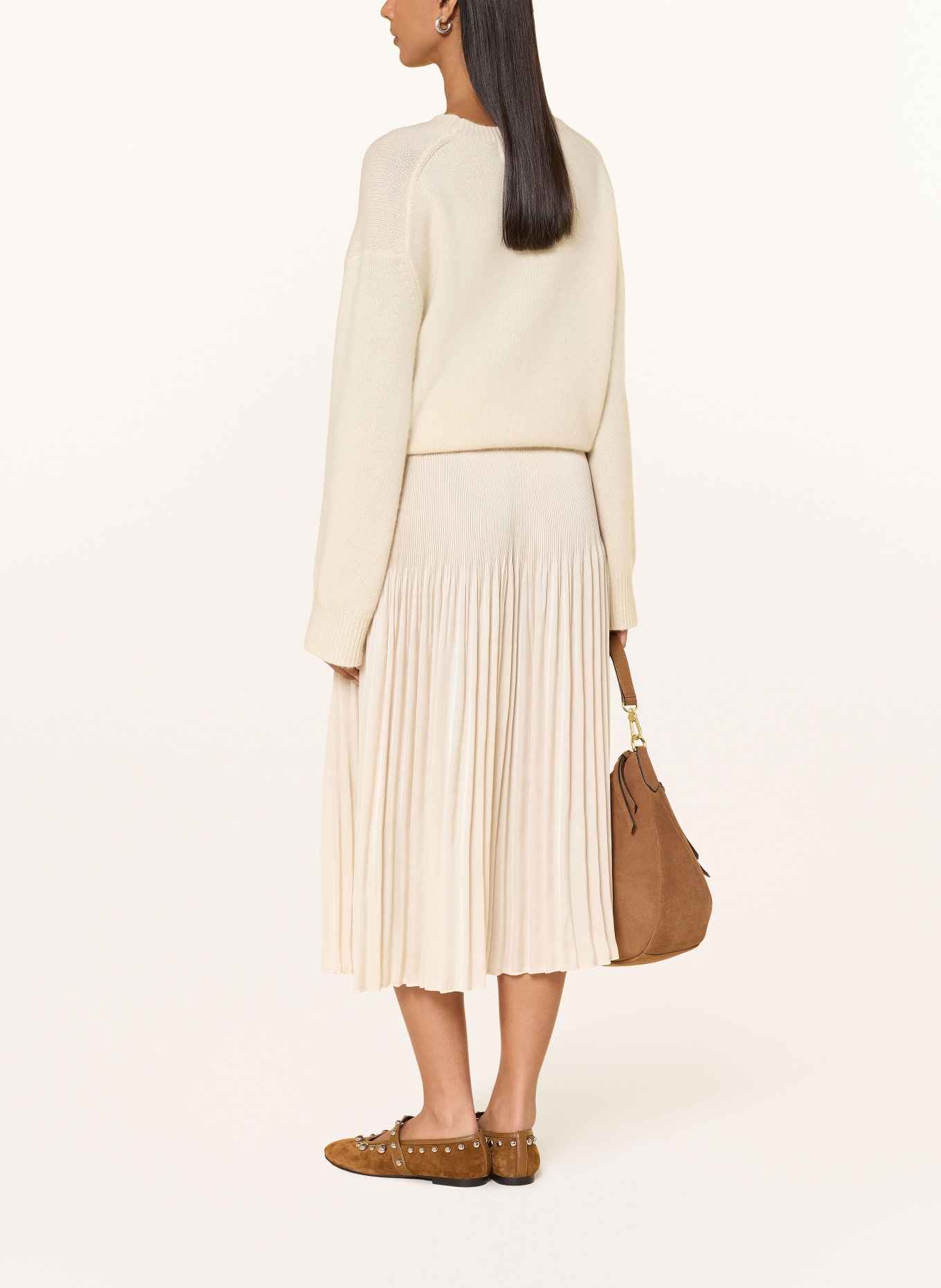 OPUS Jupe plissée RIBANE FRENCH en satin: CRÈME