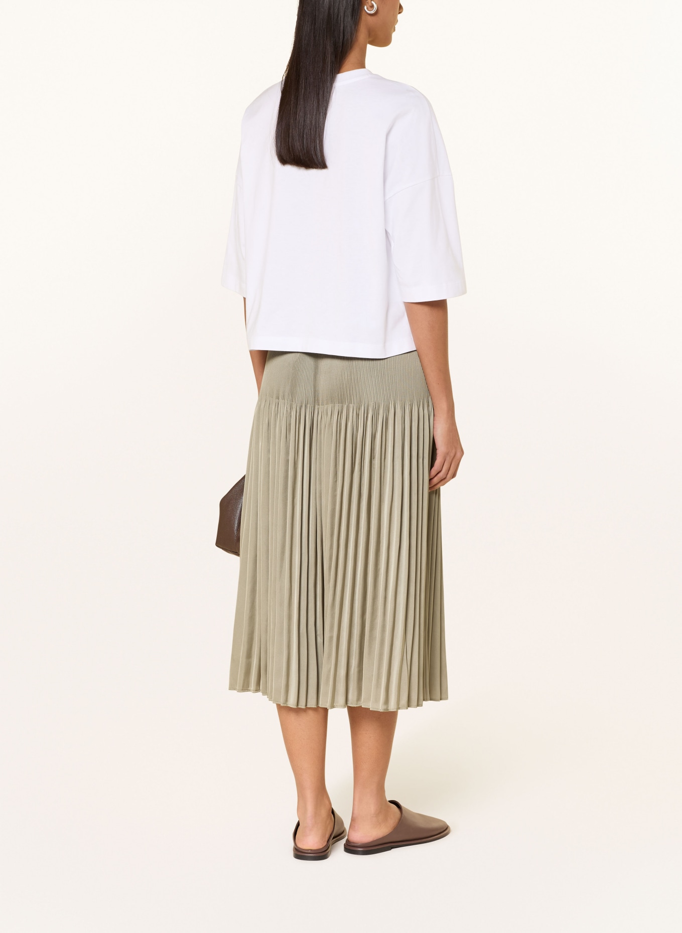 OPUS Plisseerock RIBANE FRENCH aus Satin: OLIV