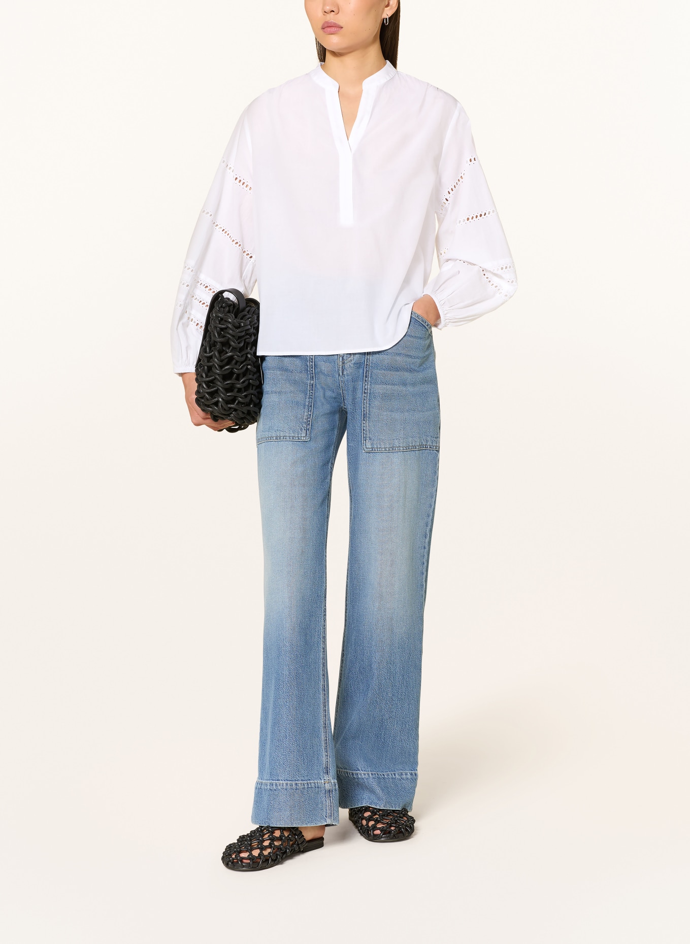 OPUS Blusenshirt FILANDRA mit Lochspitze: WEISS