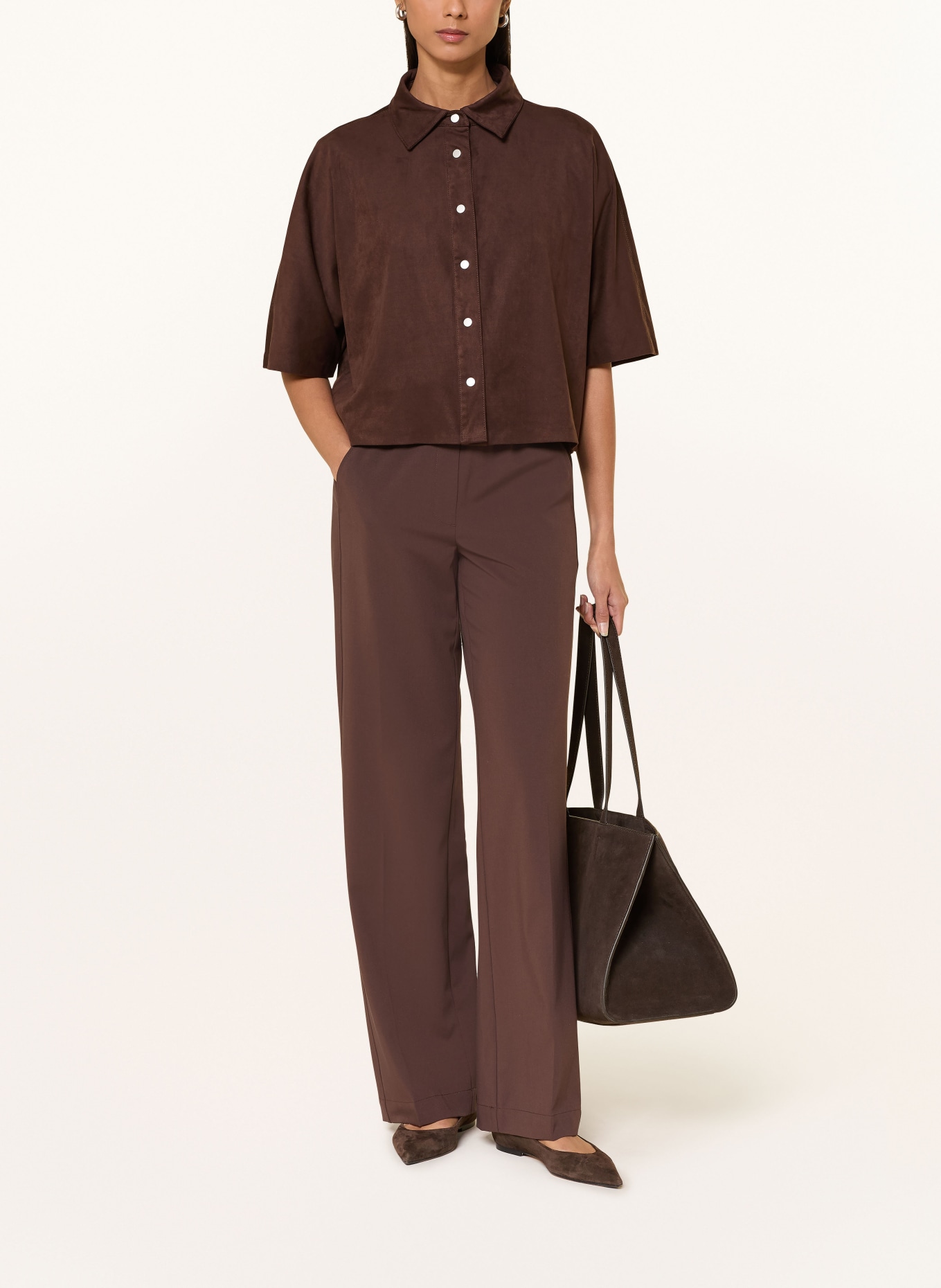 OPUS Hemdbluse FERMES in Lederoptik: DUNKELBRAUN