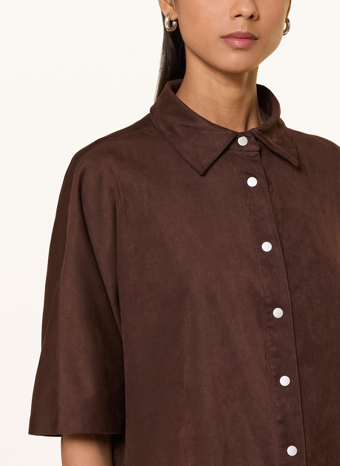 OPUS Hemdbluse FERMES in Lederoptik: DUNKELBRAUN