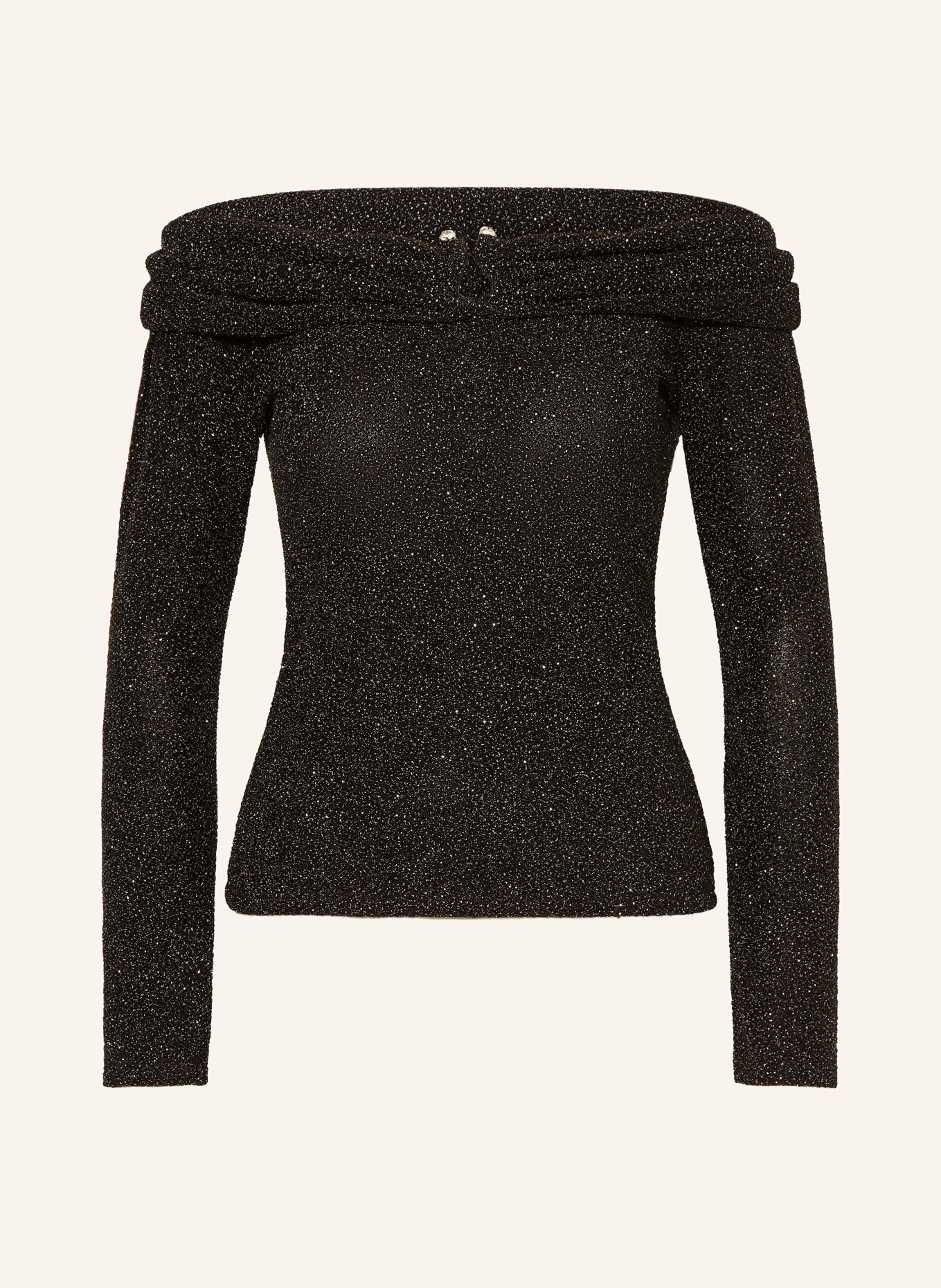 ba&sh Off-Shoulder-Shirt BAI mit Glitzergarn: SCHWARZ
