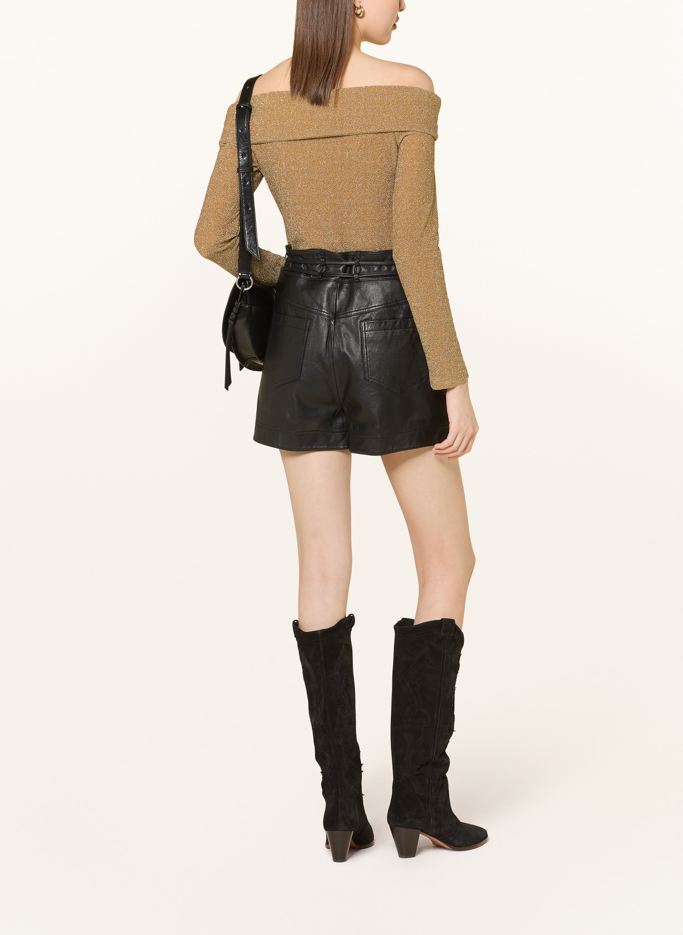 ba&sh Tričko s odhalenými rameny BAI s třpytivou nití: ZLATÁ