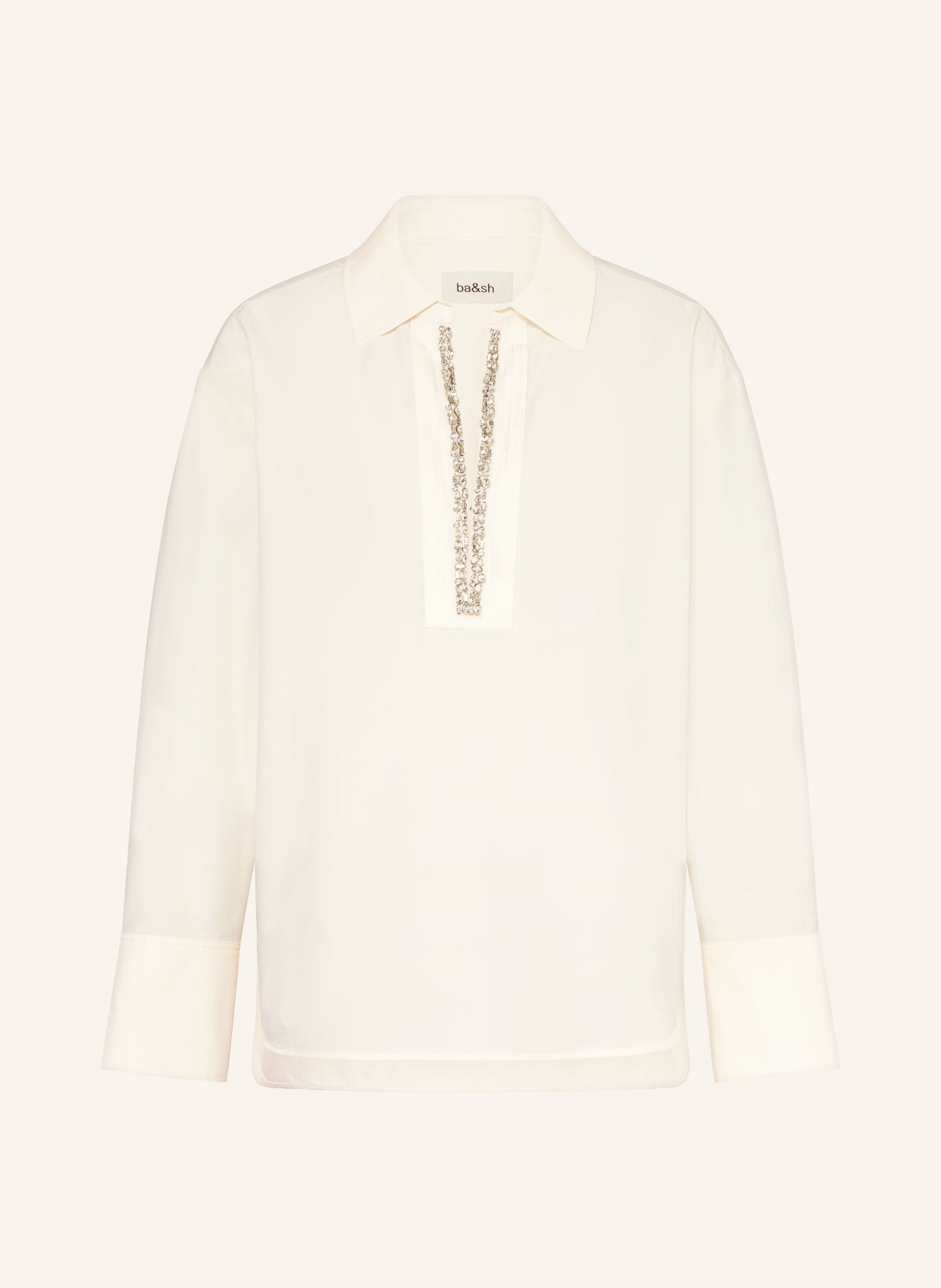 ba&sh Blusenshirt mit Schmucksteinen: ECRU