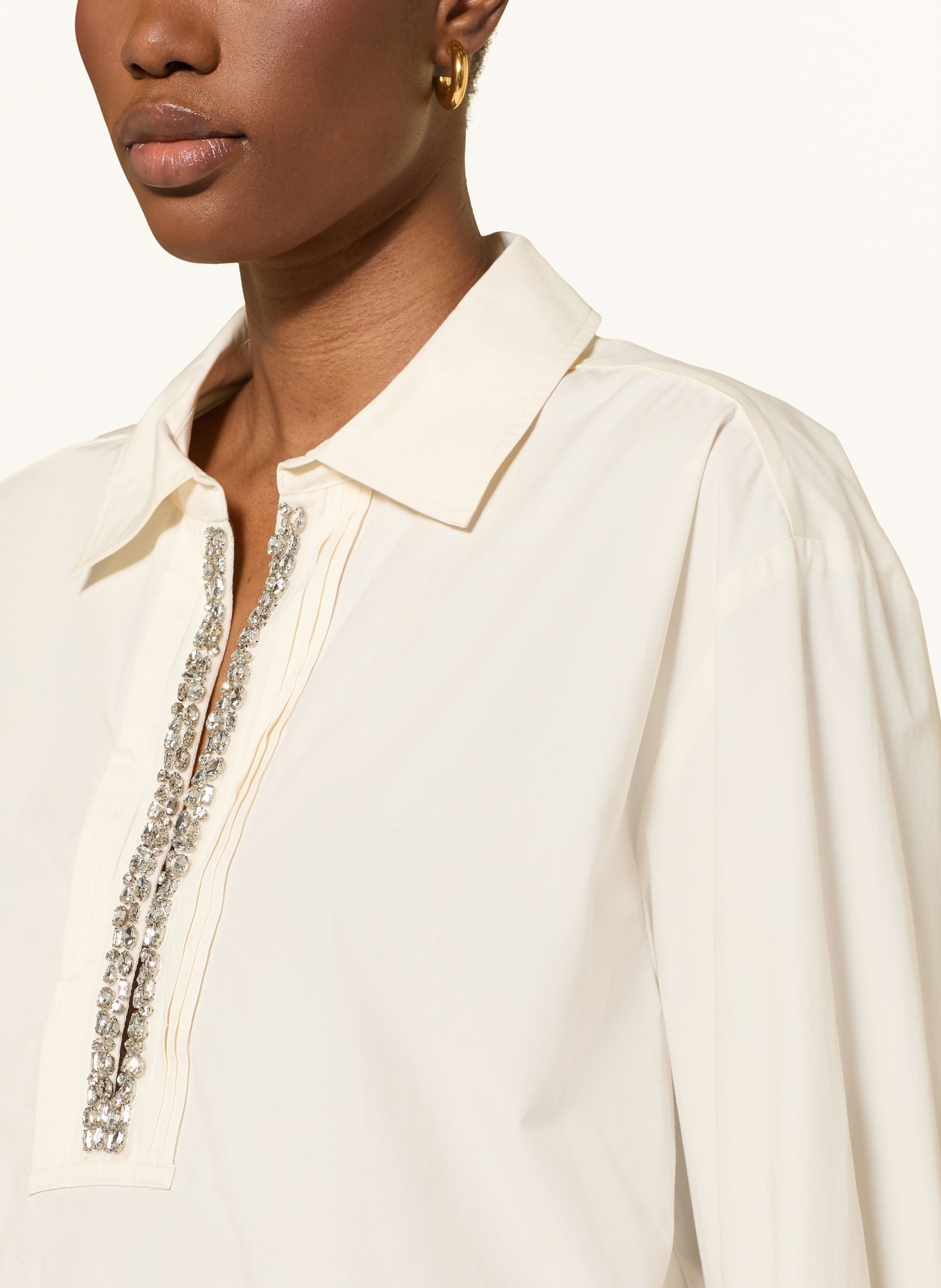 ba&sh Blusenshirt mit Schmucksteinen: ECRU