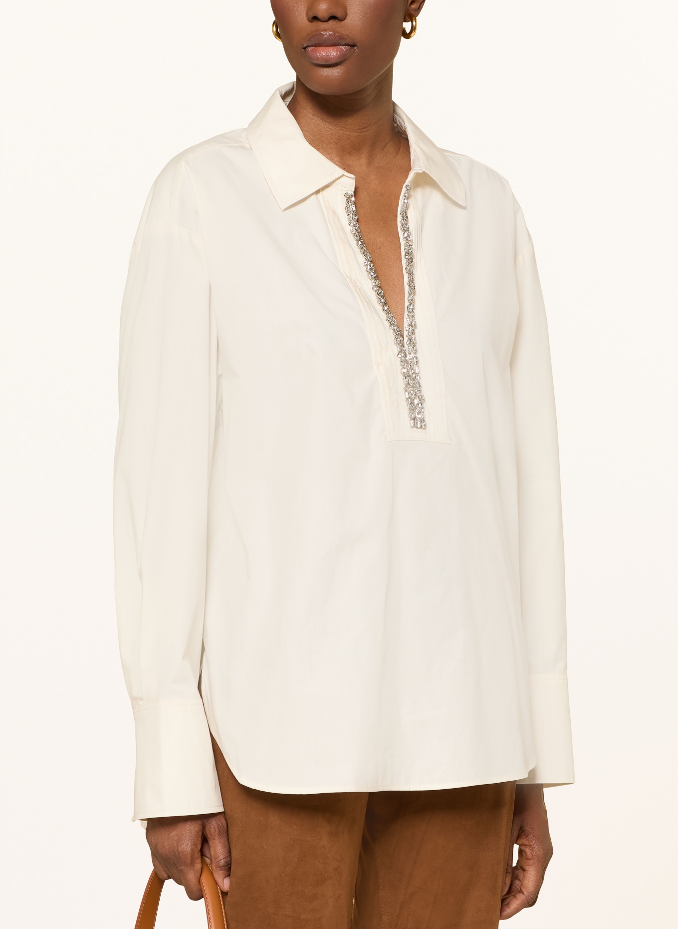 ba&sh Blusenshirt mit Schmucksteinen: ECRU