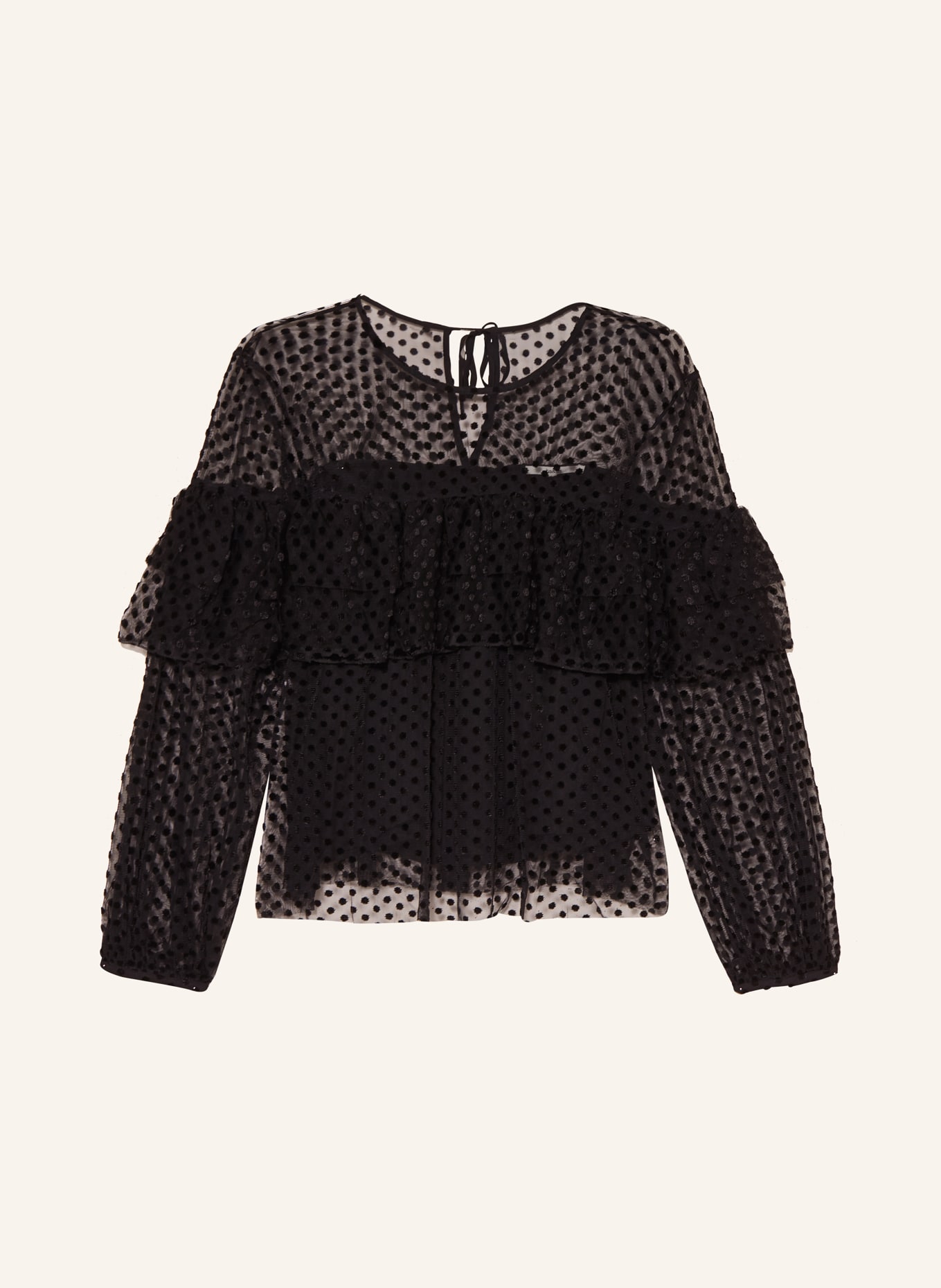 ba&sh Blusenshirt RAFF mit Volants und Samt: SCHWARZ