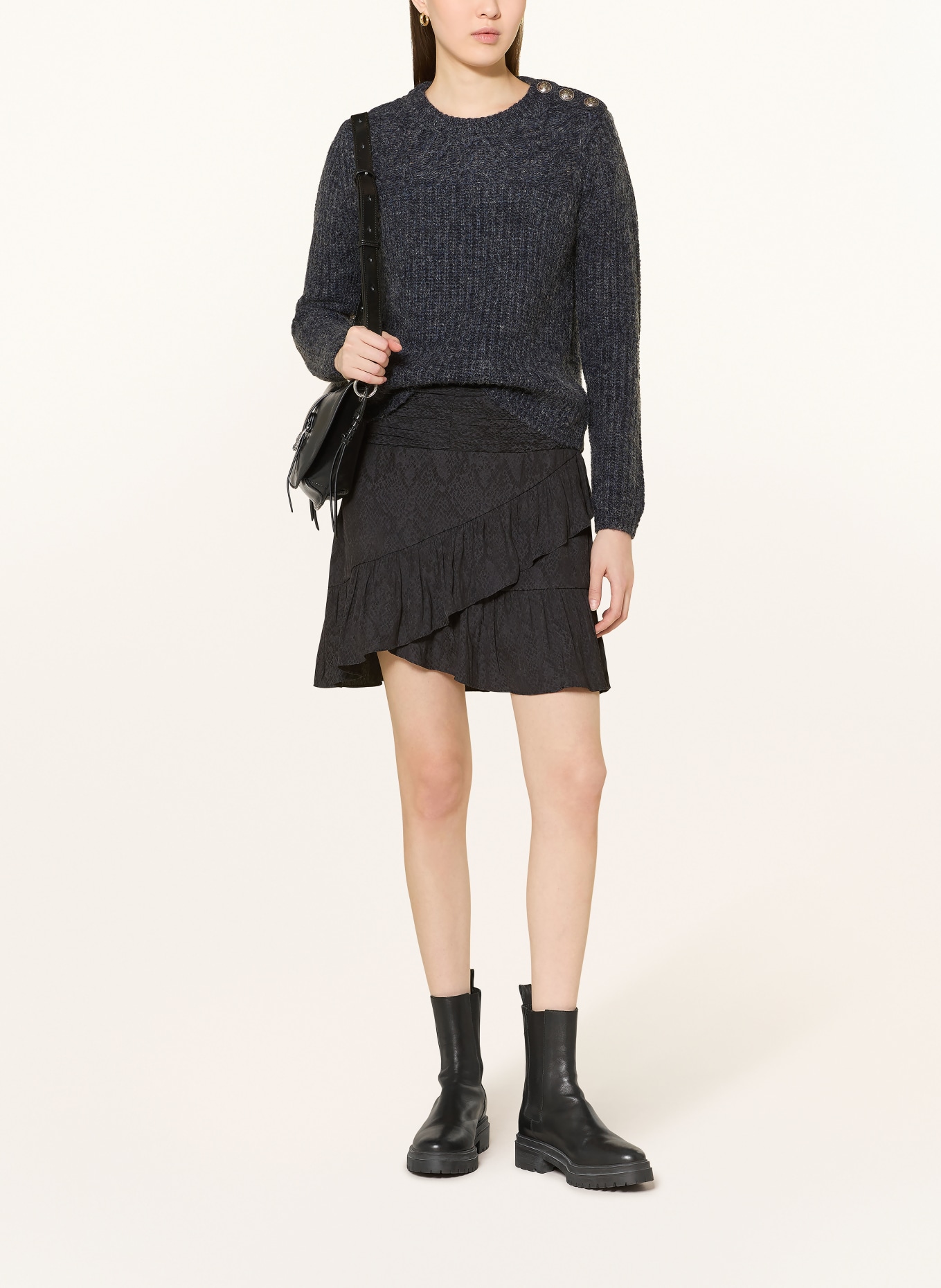 ba&sh Rock RINO mit Rüschen: DUNKELGRAU / SCHWARZ