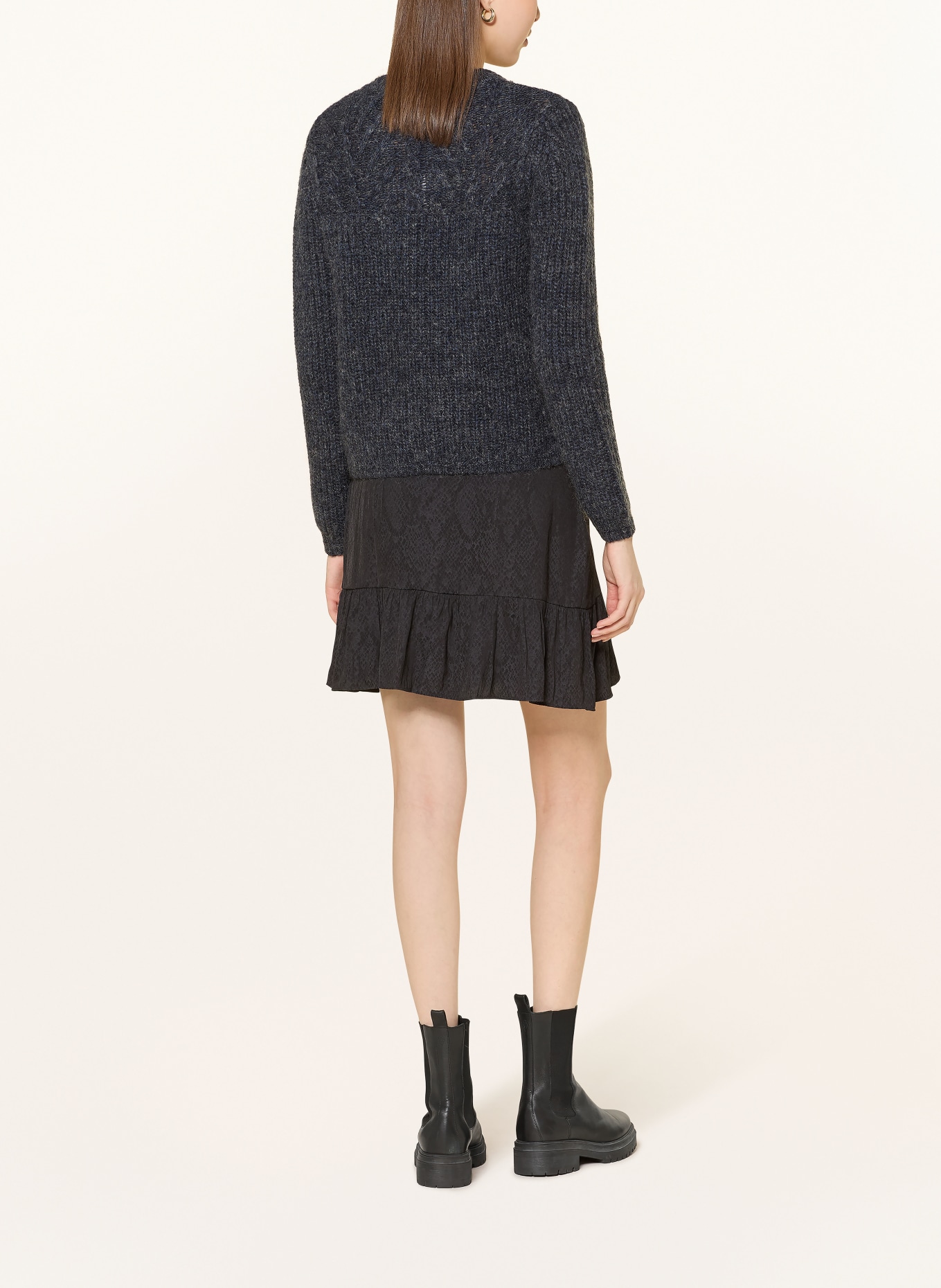 ba&sh Rock RINO mit Rüschen: DUNKELGRAU / SCHWARZ