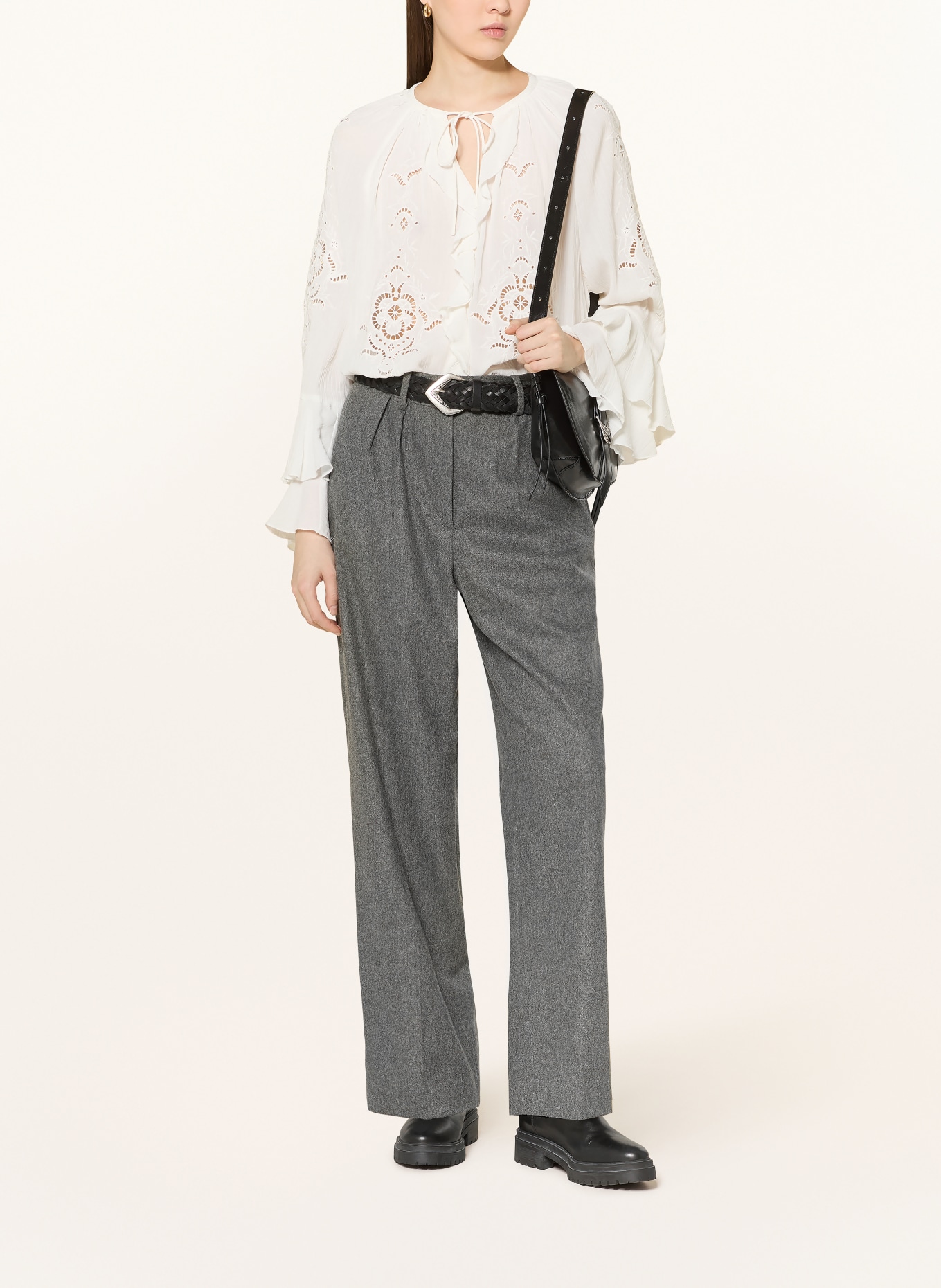 ba&sh Kalhoty Marlene WANI z flanelu: ŠEDÁ