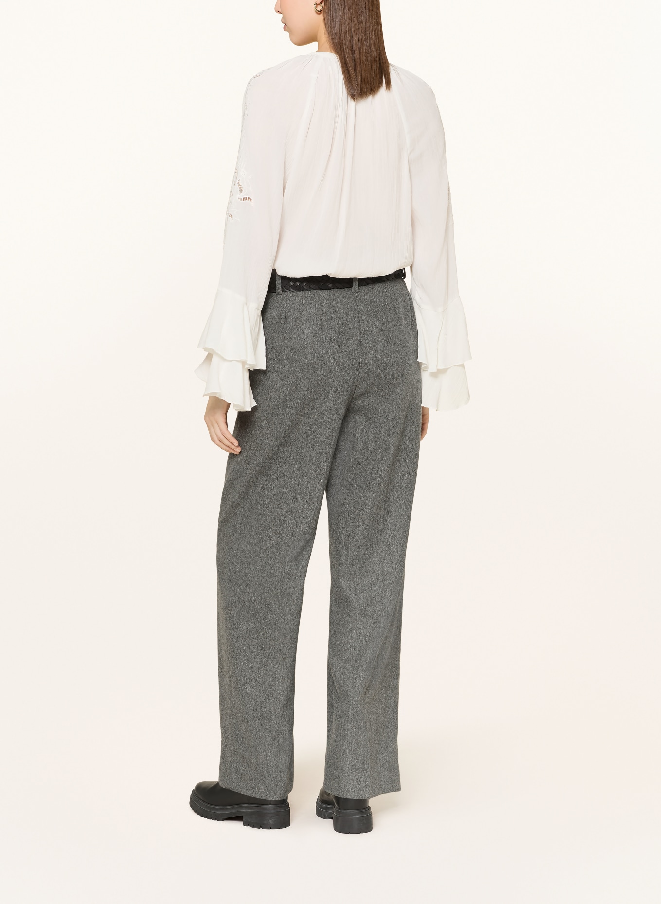 ba&sh Kalhoty Marlene WANI z flanelu: ŠEDÁ