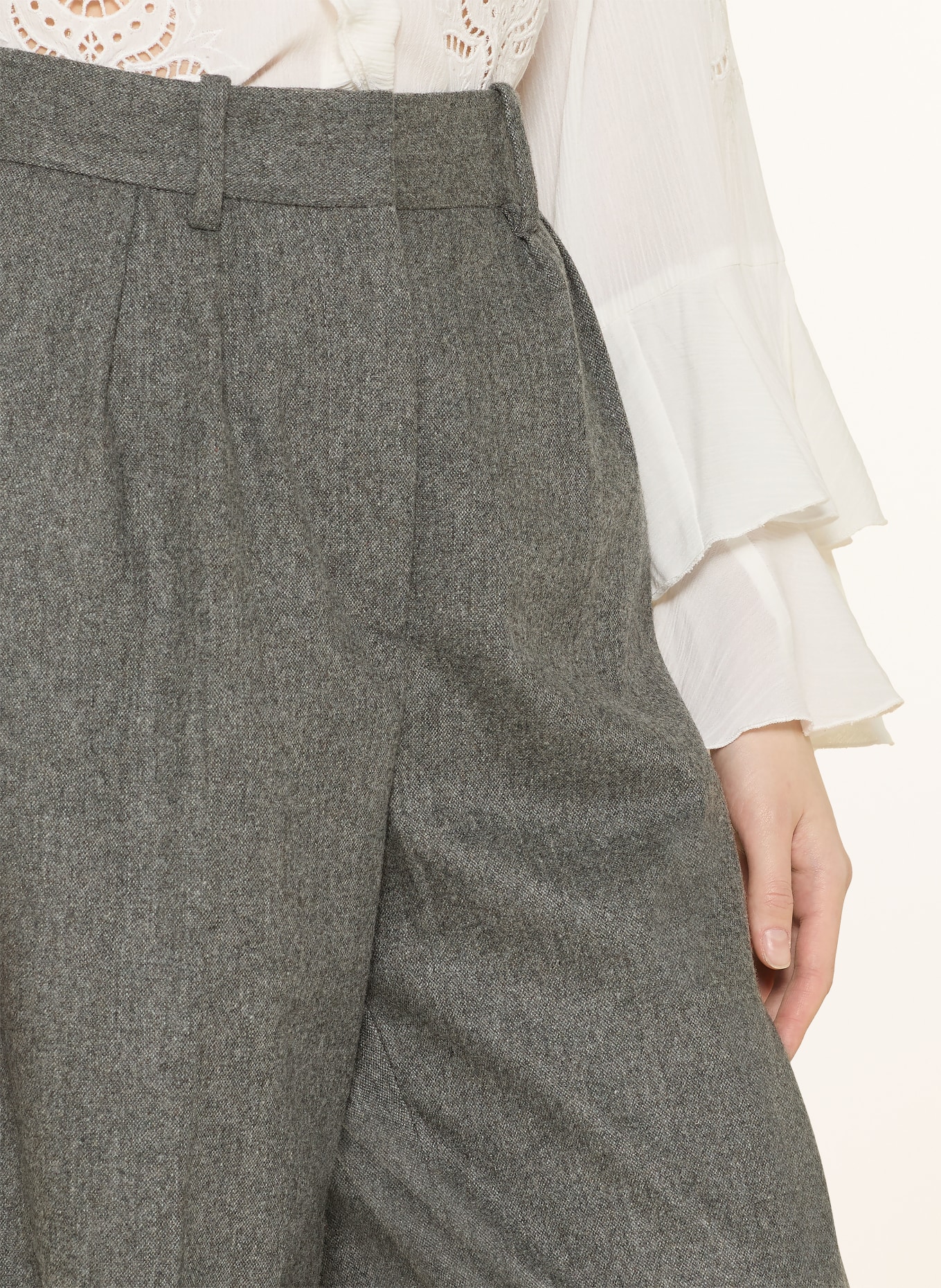 ba&sh Kalhoty Marlene WANI z flanelu: ŠEDÁ