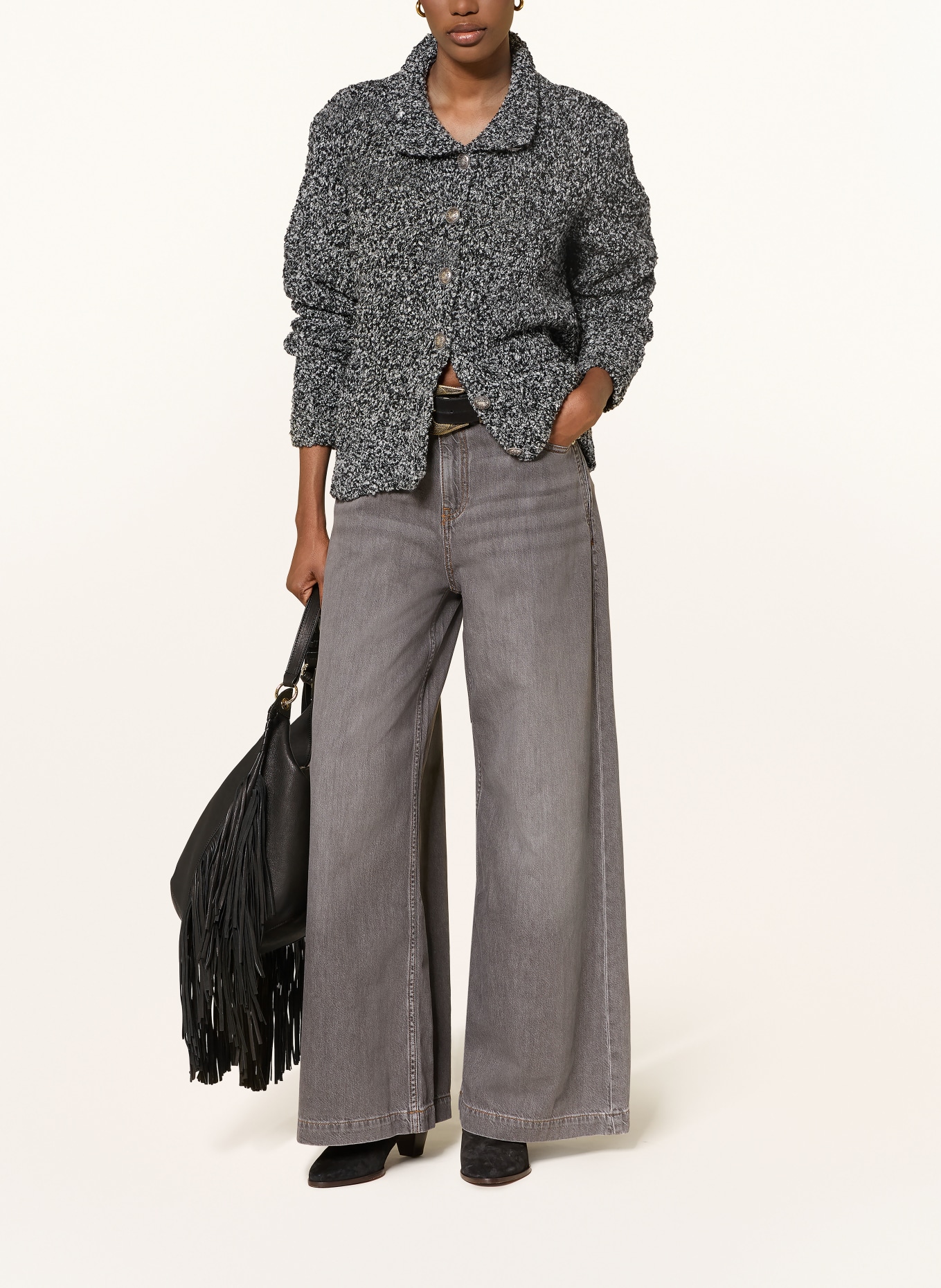 ba&sh Wide Leg Jeans YUSC: BLACK BLACKSTONE