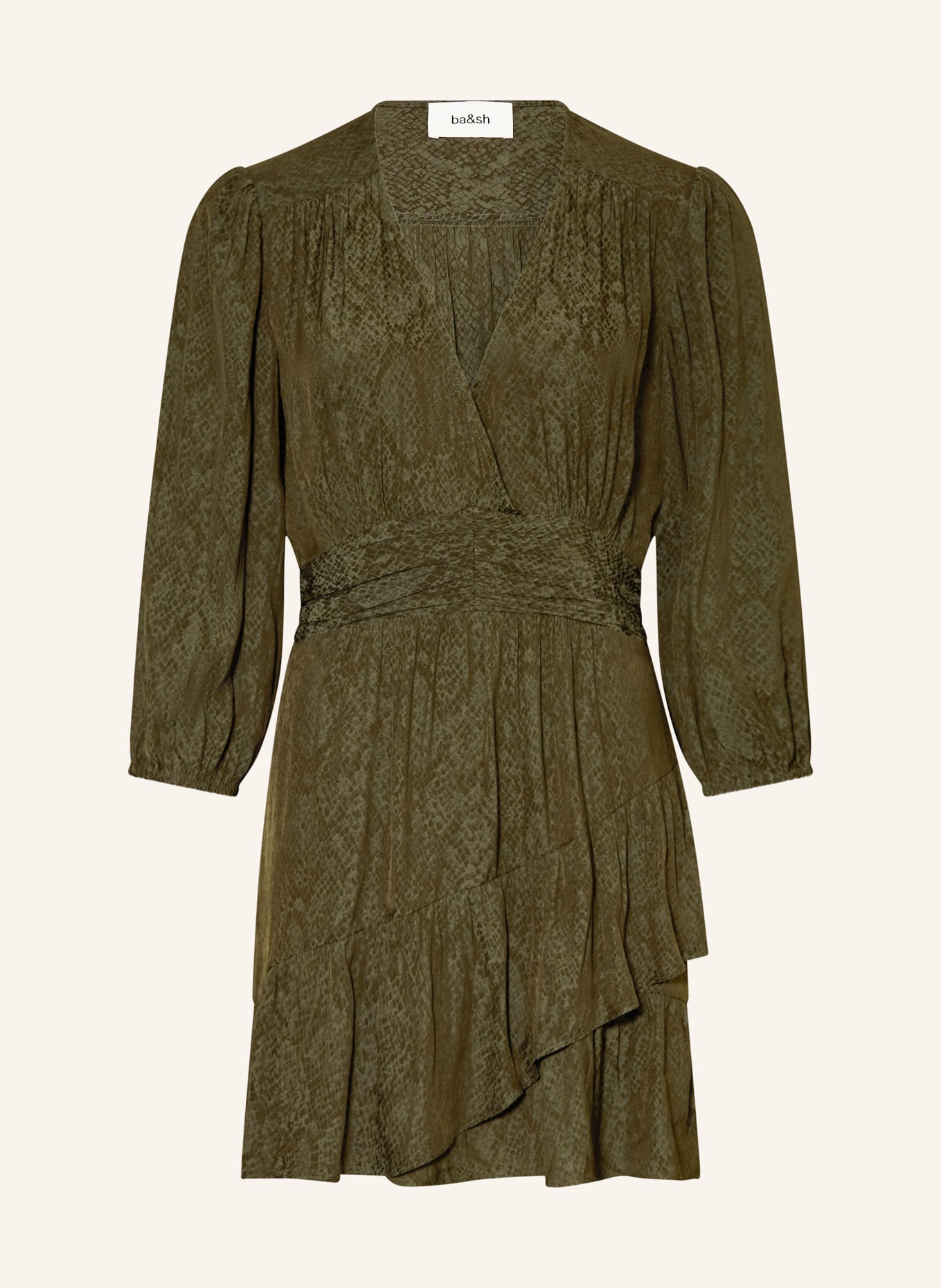 ba&sh Kleid mit 3/4-Arm: KHAKI / DUNKELGRÜN