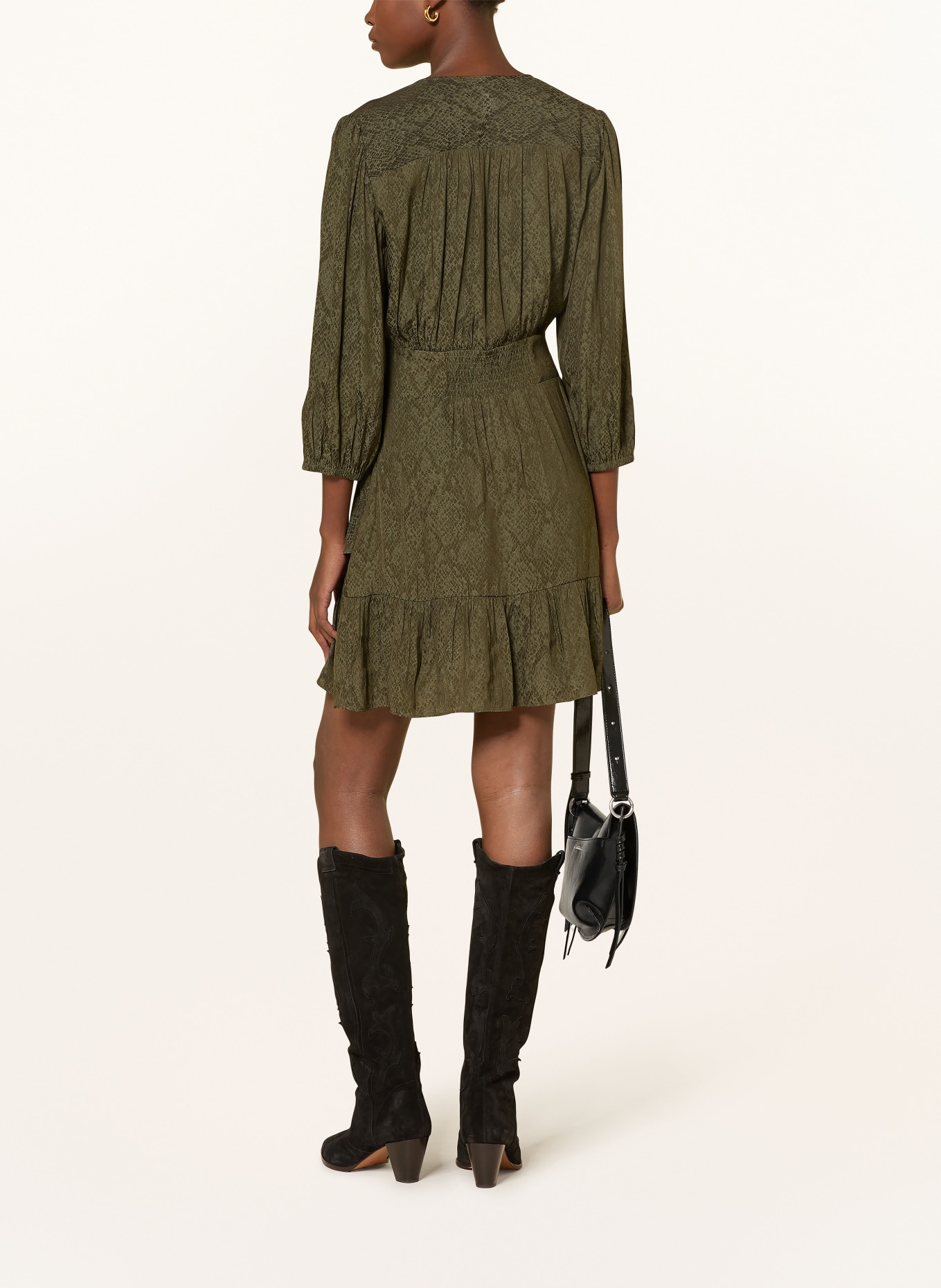 ba&sh Kleid mit 3/4-Arm: KHAKI / DUNKELGRÜN