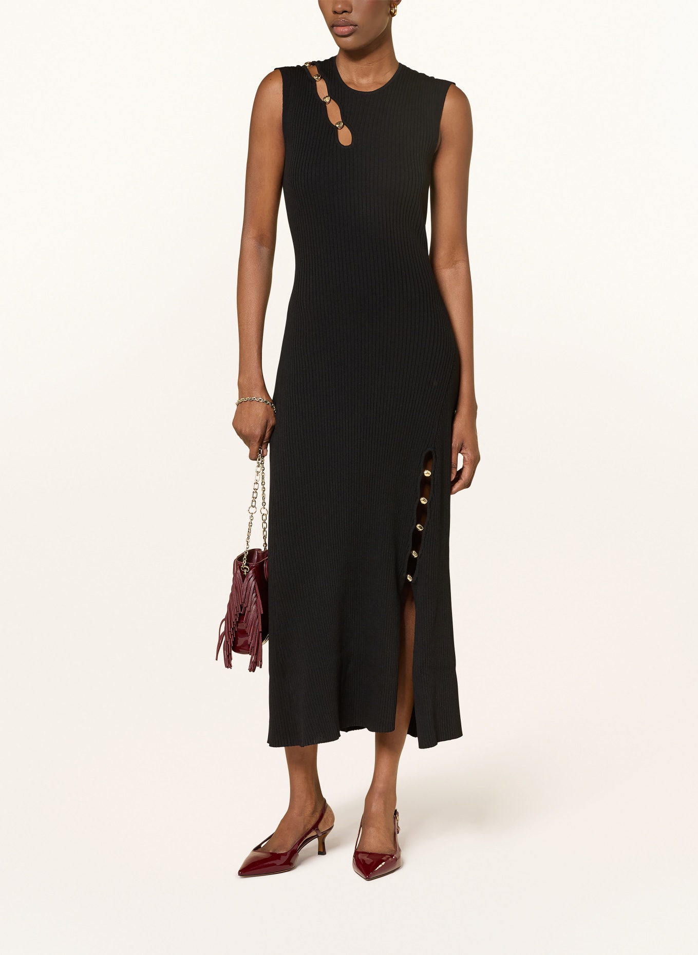 maje Sukienka z dzianiny z wycięciami: CZARNY / ZŁOTY