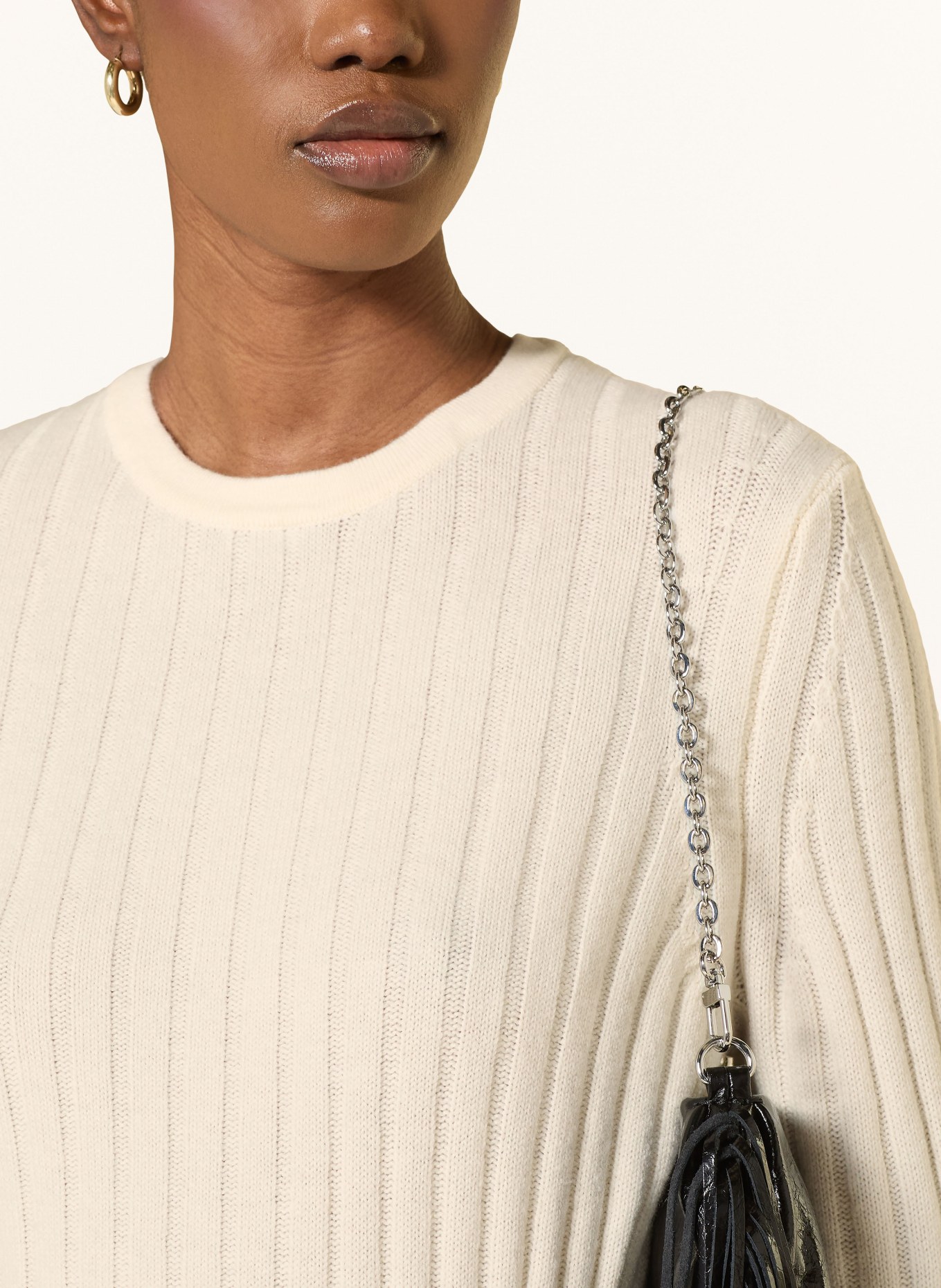 maje Sweter z odpinanym kołnierzem i ozdobnymi perełkami: ECRU