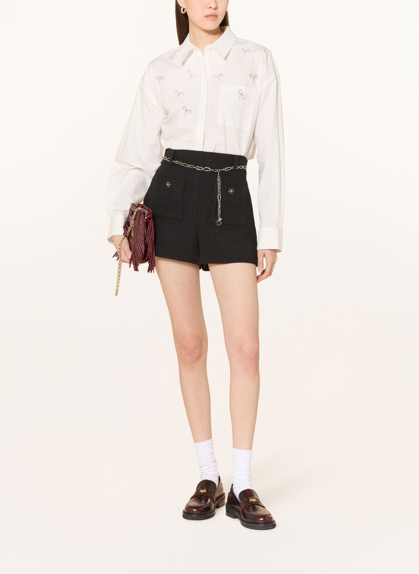 maje Bluzka z kamieniami ozdobnymi: BIAŁY