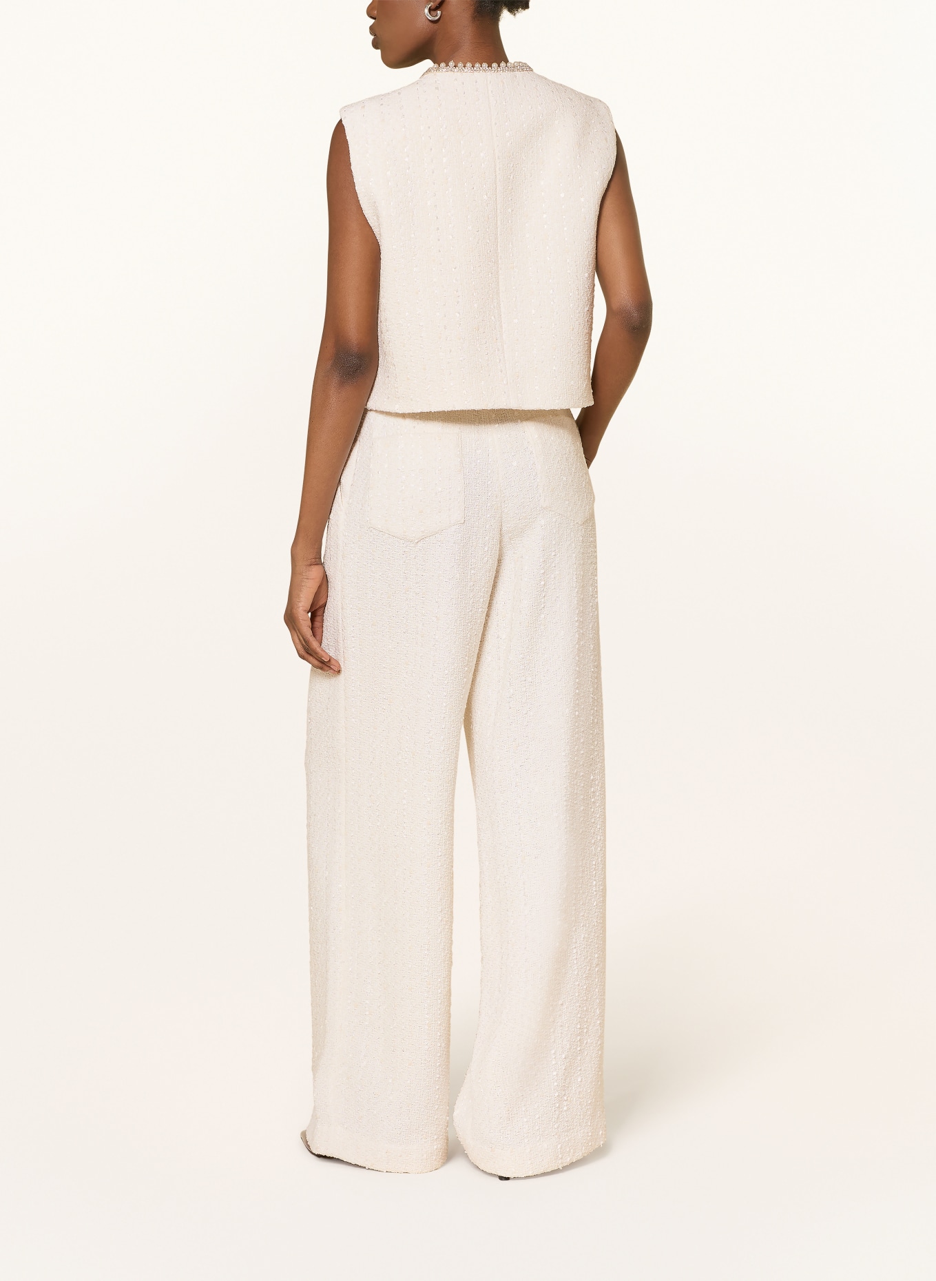 maje Kamizelka blezerowa z tweedu z kamieniami ozdobnymi: ECRU