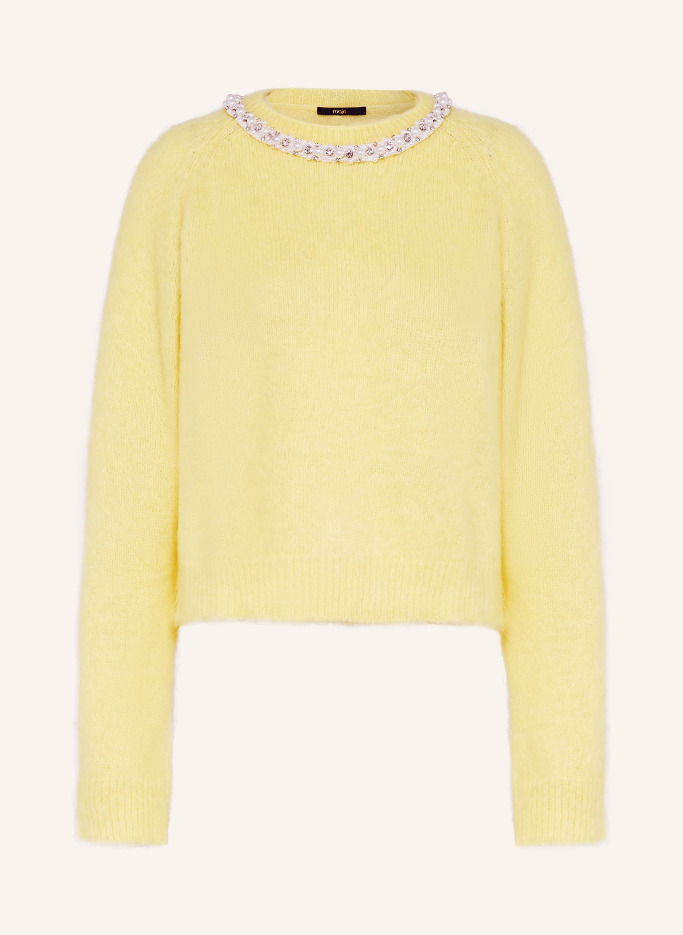 maje Sweter z alpaką i ozdobnymi perełkami: ŻÓŁTY