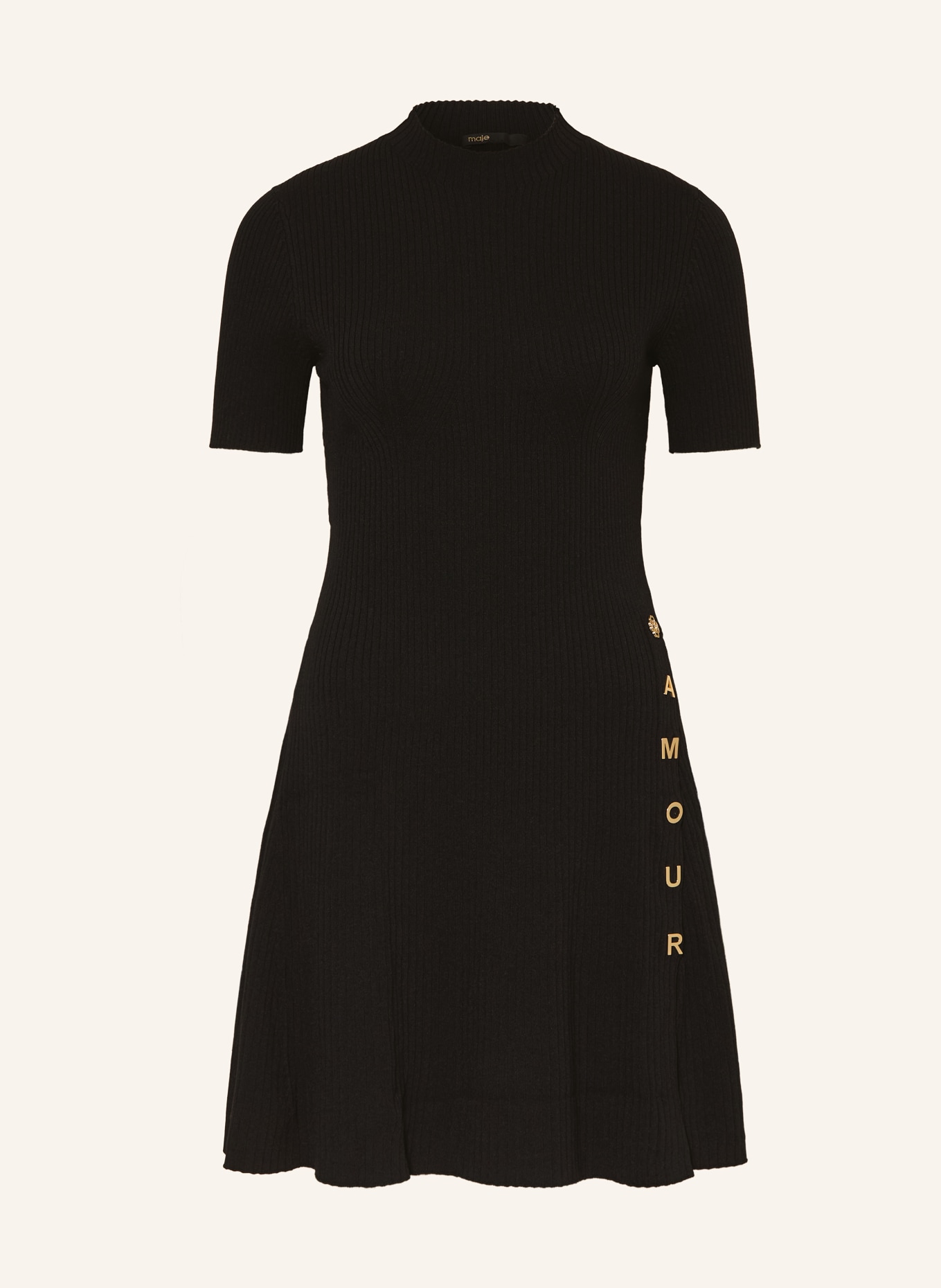 maje sukienka z dzianiny: CZARNY / ZŁOTY