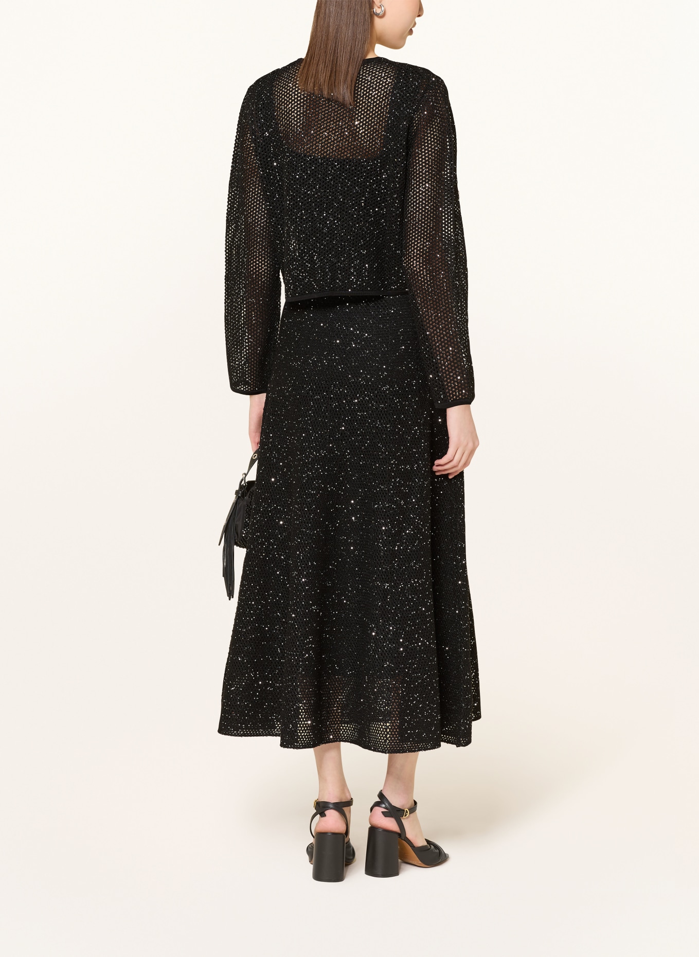 maje Strickjacke mit Glitzergarn und Pailletten: SCHWARZ