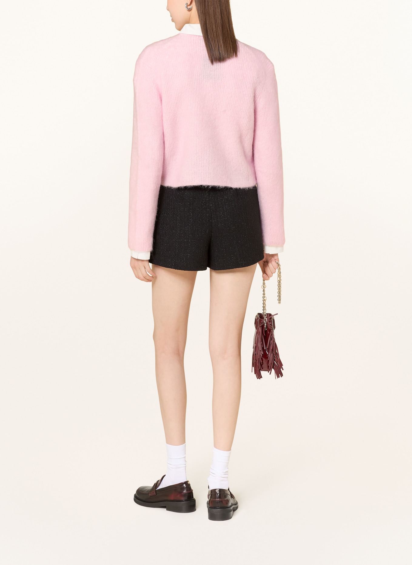 maje Bouclé-Shorts mit Glitzergarn: SCHWARZ / SILBER