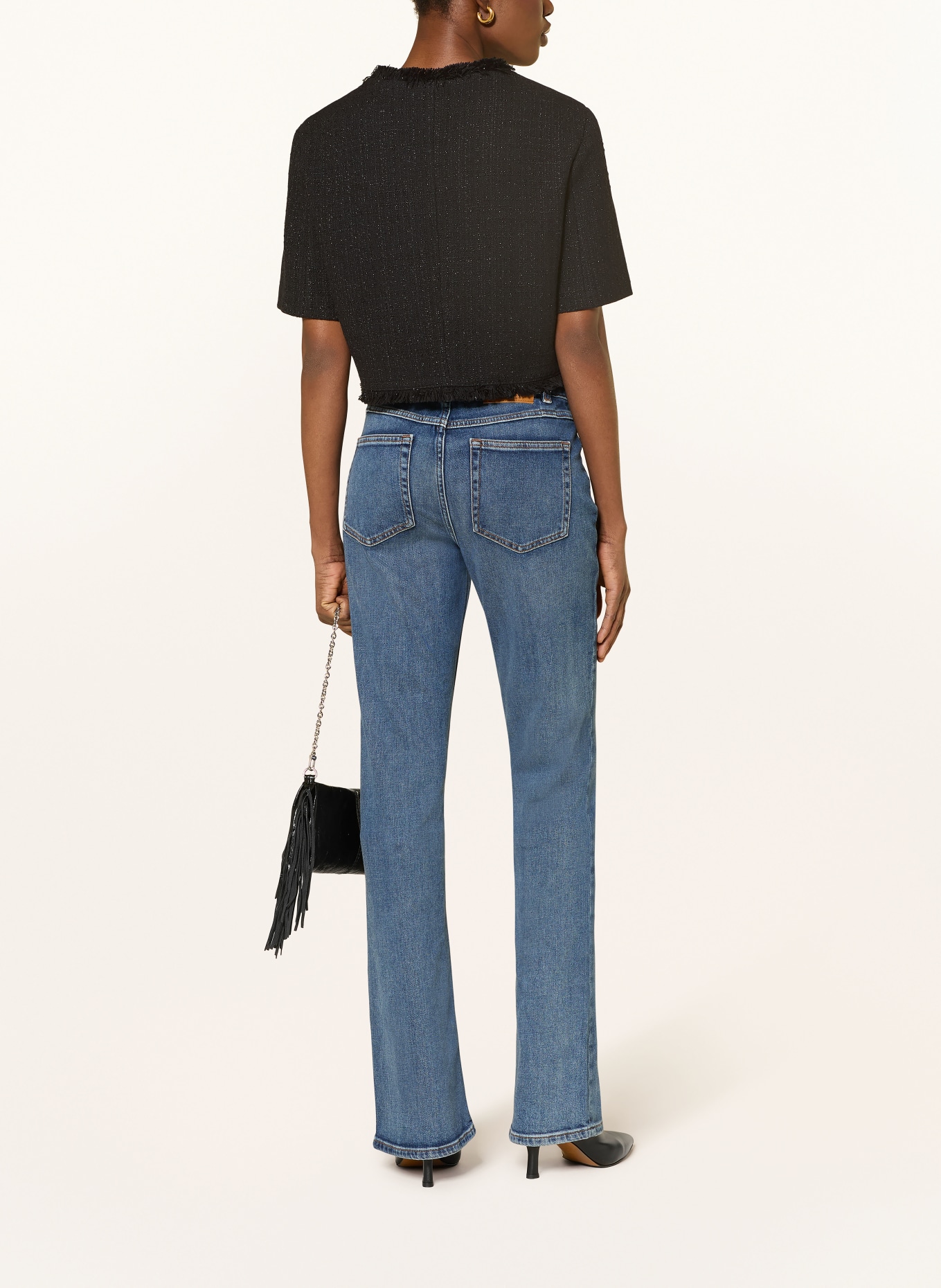 maje Kurtka bouclé z kamieniami ozdobnymi i błyszczącą przędzą: CZARNY