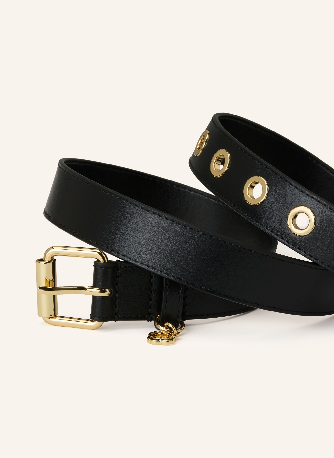 maje skórzany pasek: CZARNY / ZŁOTY