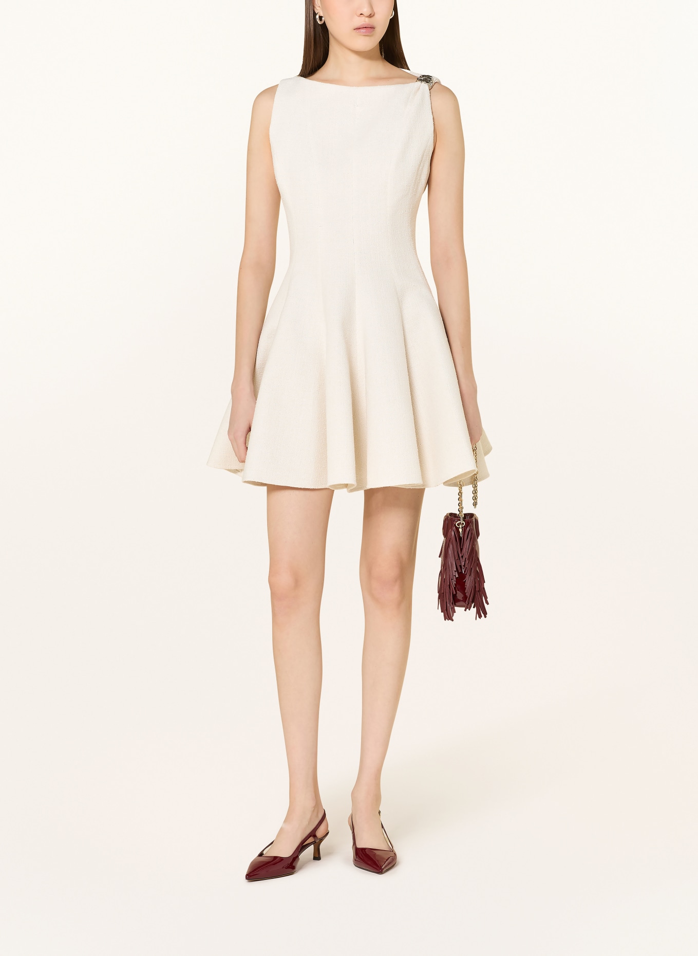 maje Tweed-Kleid mit Glitzergarn: ECRU