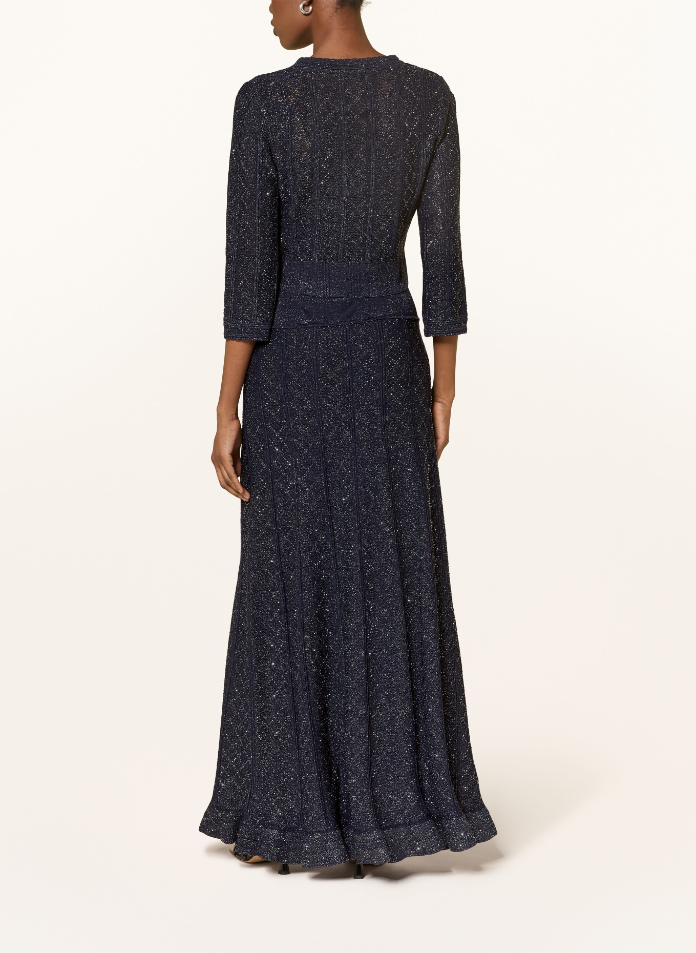 SANDRO Strickjacke mit 3/4-Arm und Schmucksteinen: DUNKELBLAU