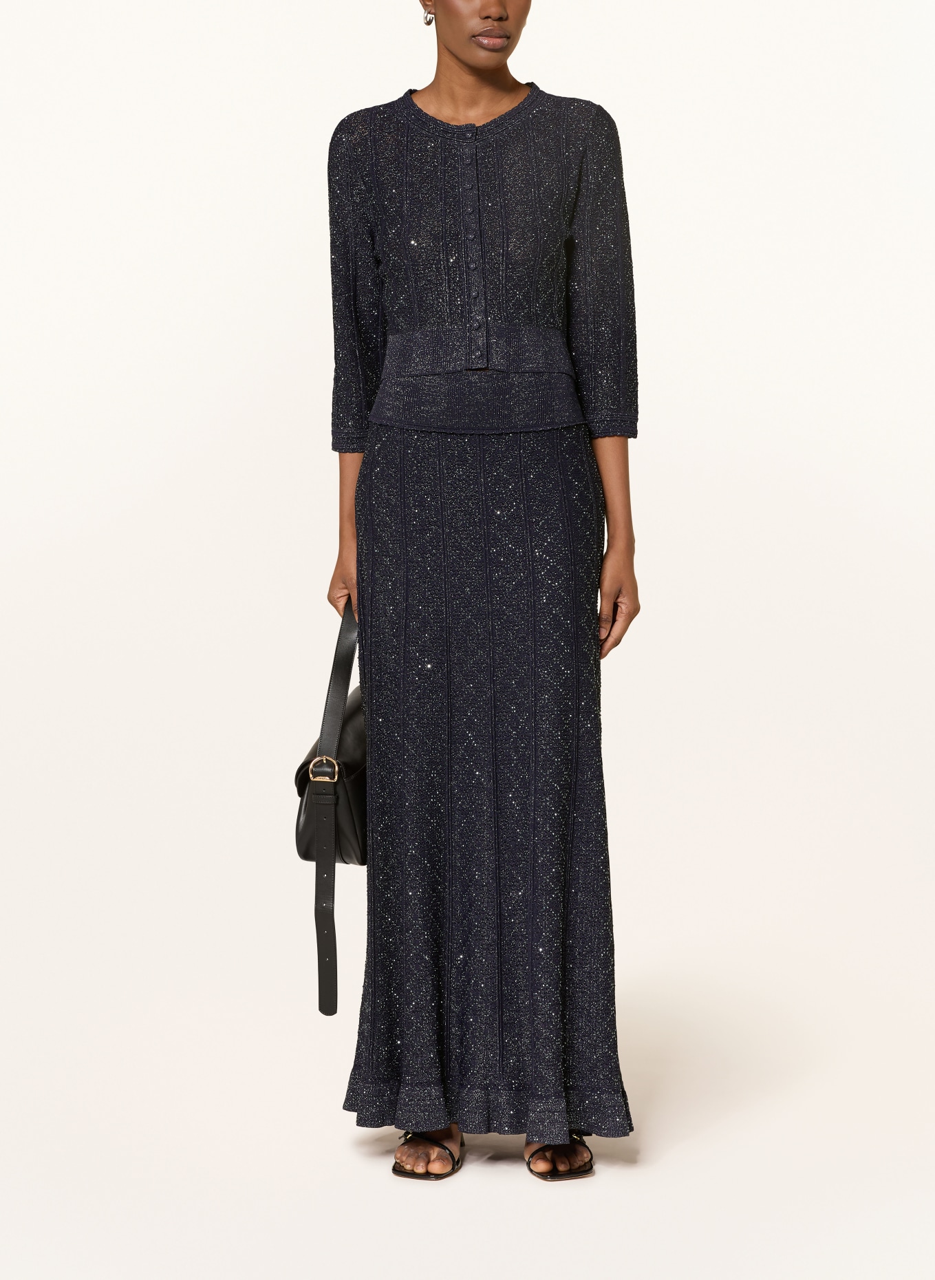 SANDRO Rock mit Glitzergarn und Schmucksteinen: DUNKELBLAU