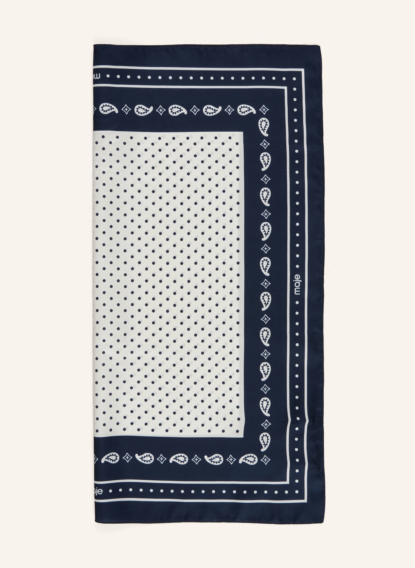 maje Seidentuch: DUNKELBLAU / ECRU