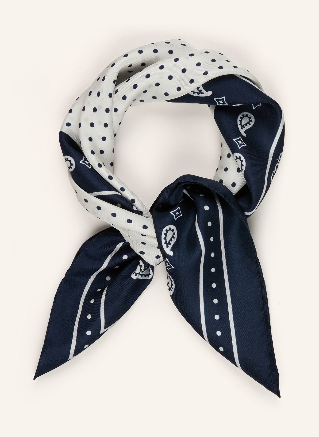 maje Seidentuch: DUNKELBLAU / ECRU