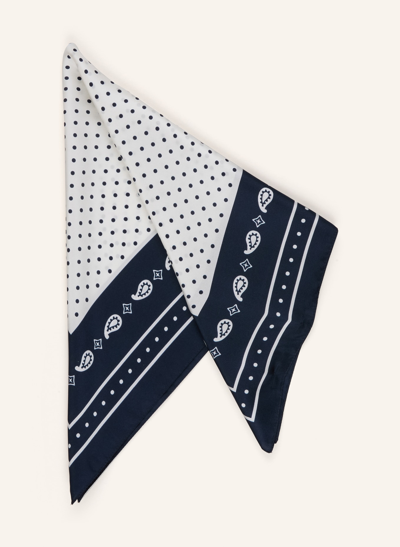 maje Seidentuch: DUNKELBLAU / ECRU