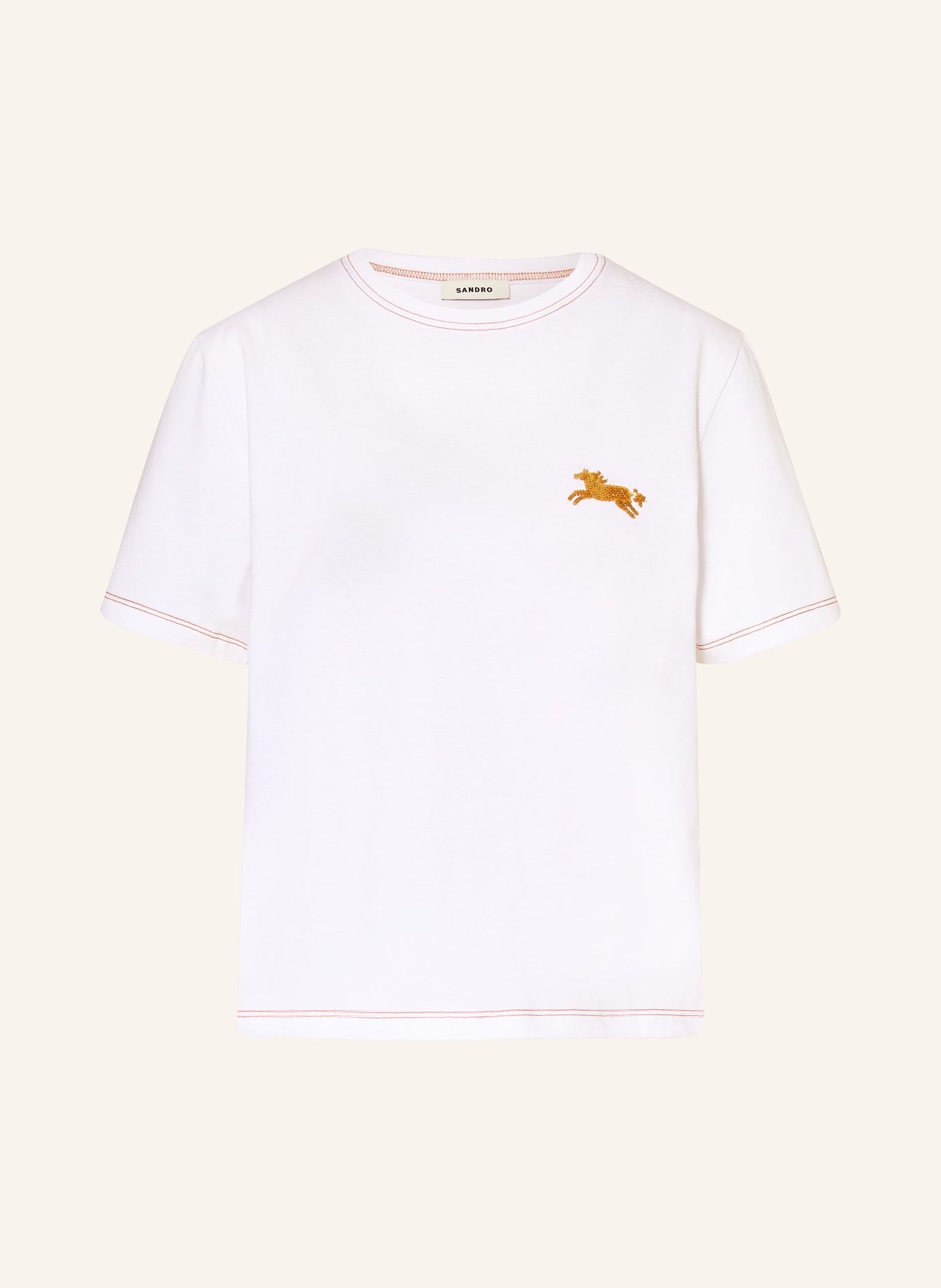 SANDRO Koszulka z cekinami: BIAŁY / ZŁOTY