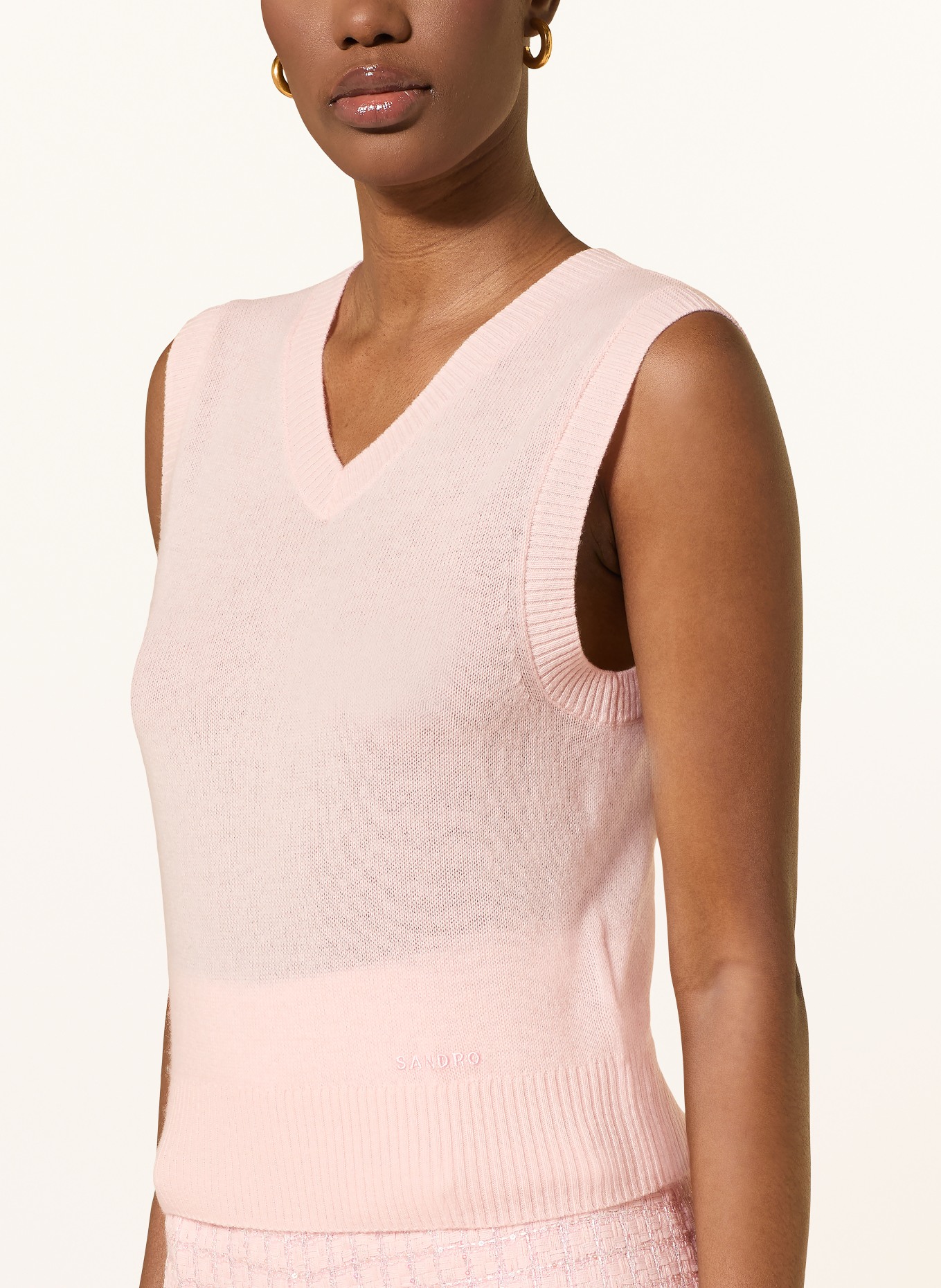 SANDRO Pullunder mit Cashmere: HELLROSA