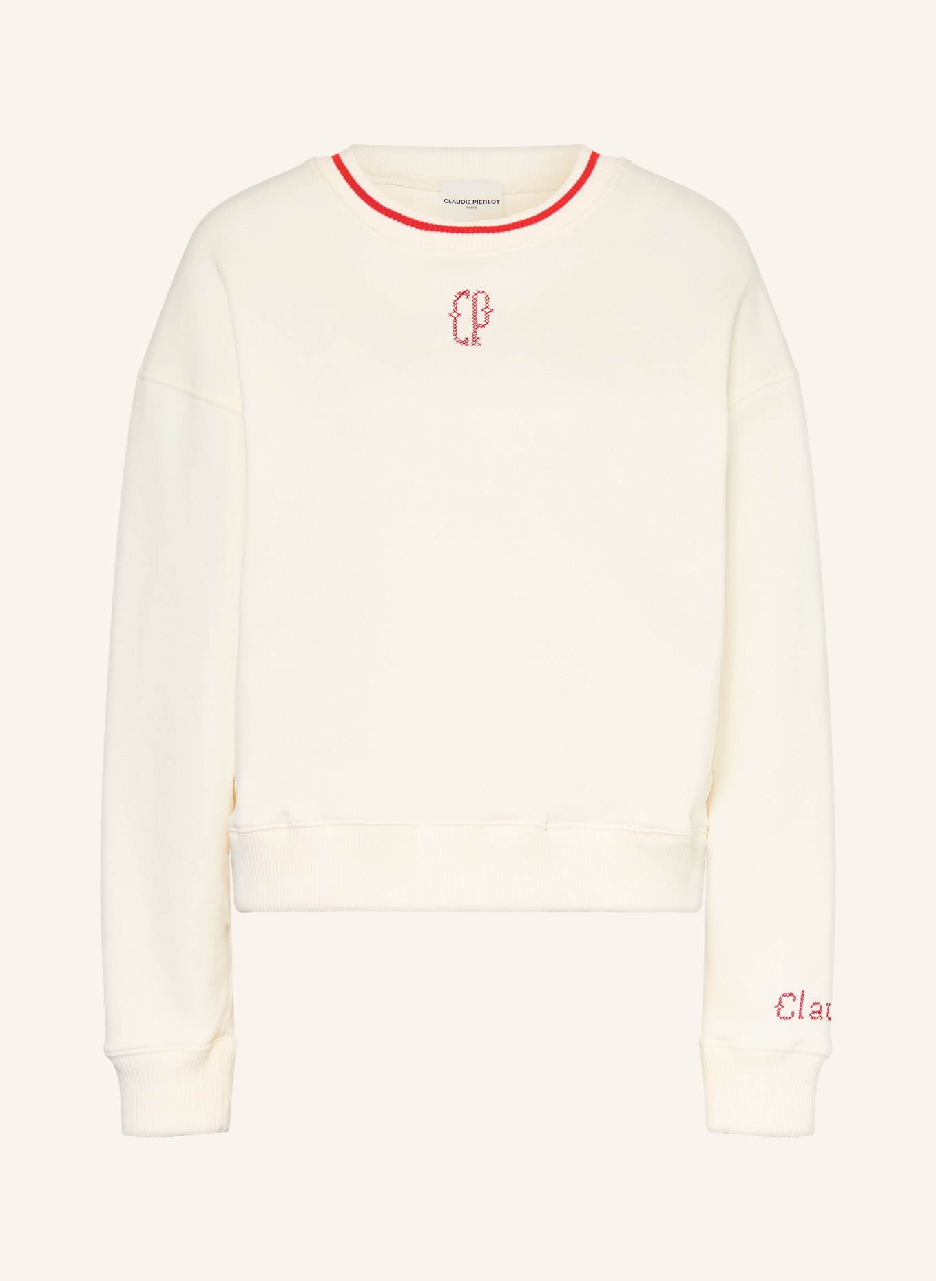 CLAUDIE PIERLOT Sweatshirt: CREME / ROT