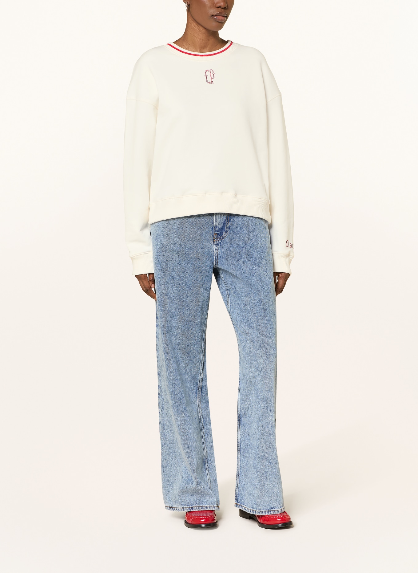 CLAUDIE PIERLOT Sweatshirt: CREME / ROT