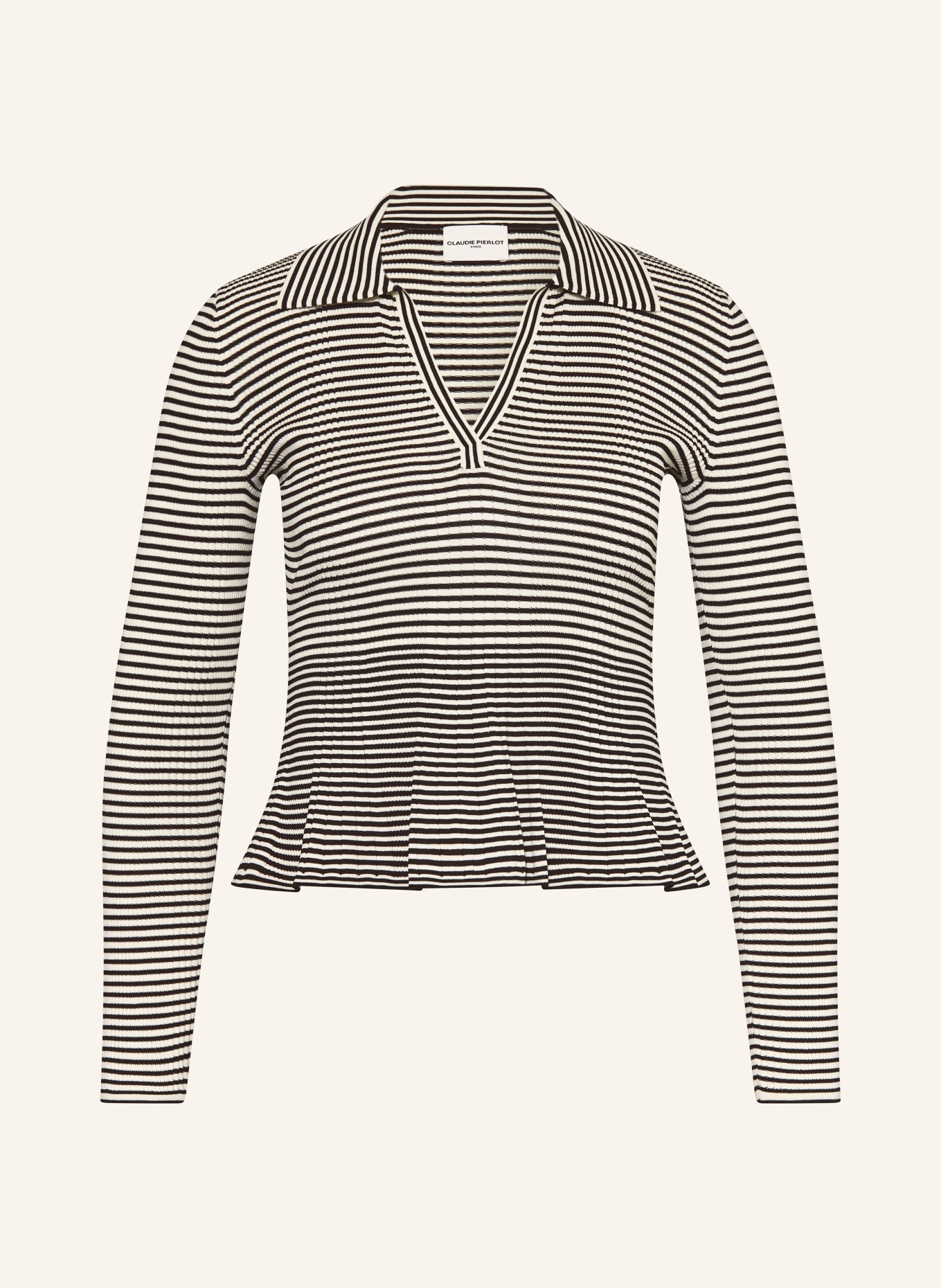 CLAUDIE PIERLOT Jersey-Poloshirt MANTESSA: SCHWARZ / CREME