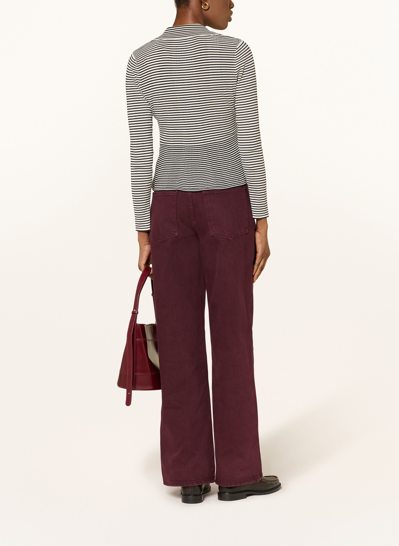 CLAUDIE PIERLOT Jersey-Poloshirt MANTESSA: SCHWARZ / CREME