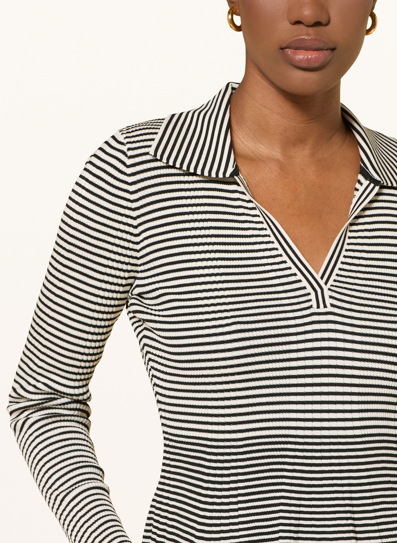 CLAUDIE PIERLOT Jersey-Poloshirt MANTESSA: SCHWARZ / CREME