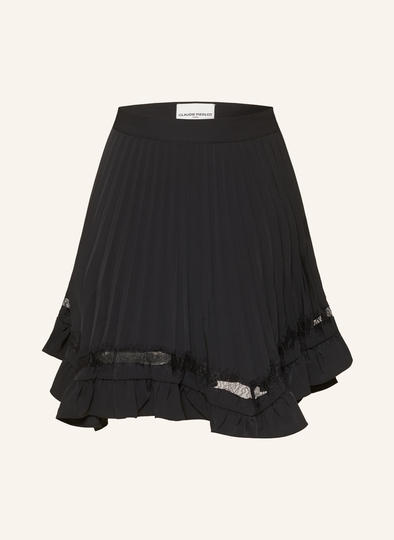 CLAUDIE PIERLOT Spódnica z plisami i falbanami: CZARNY