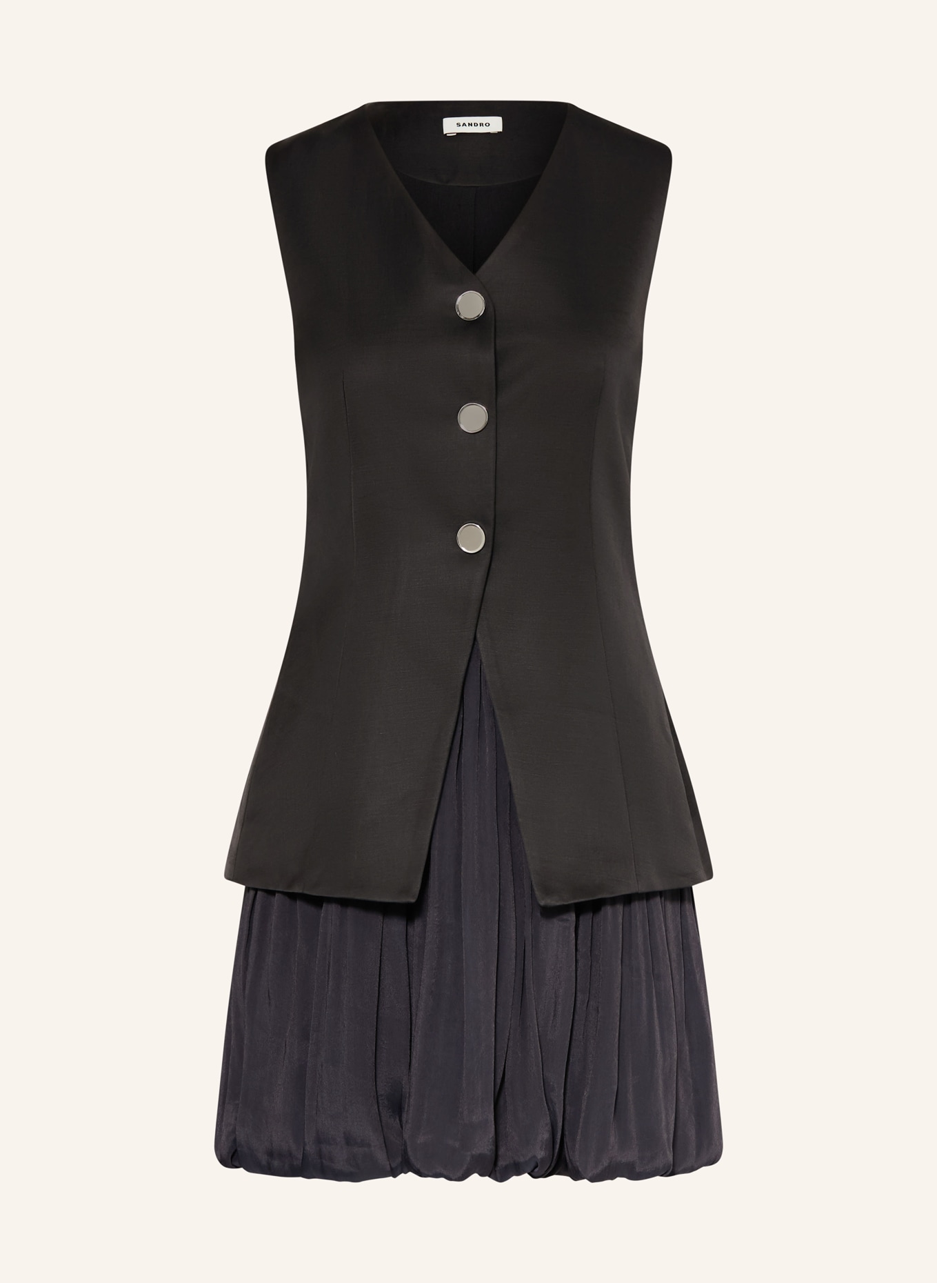 SANDRO Kleid im Materialmix: SCHWARZ