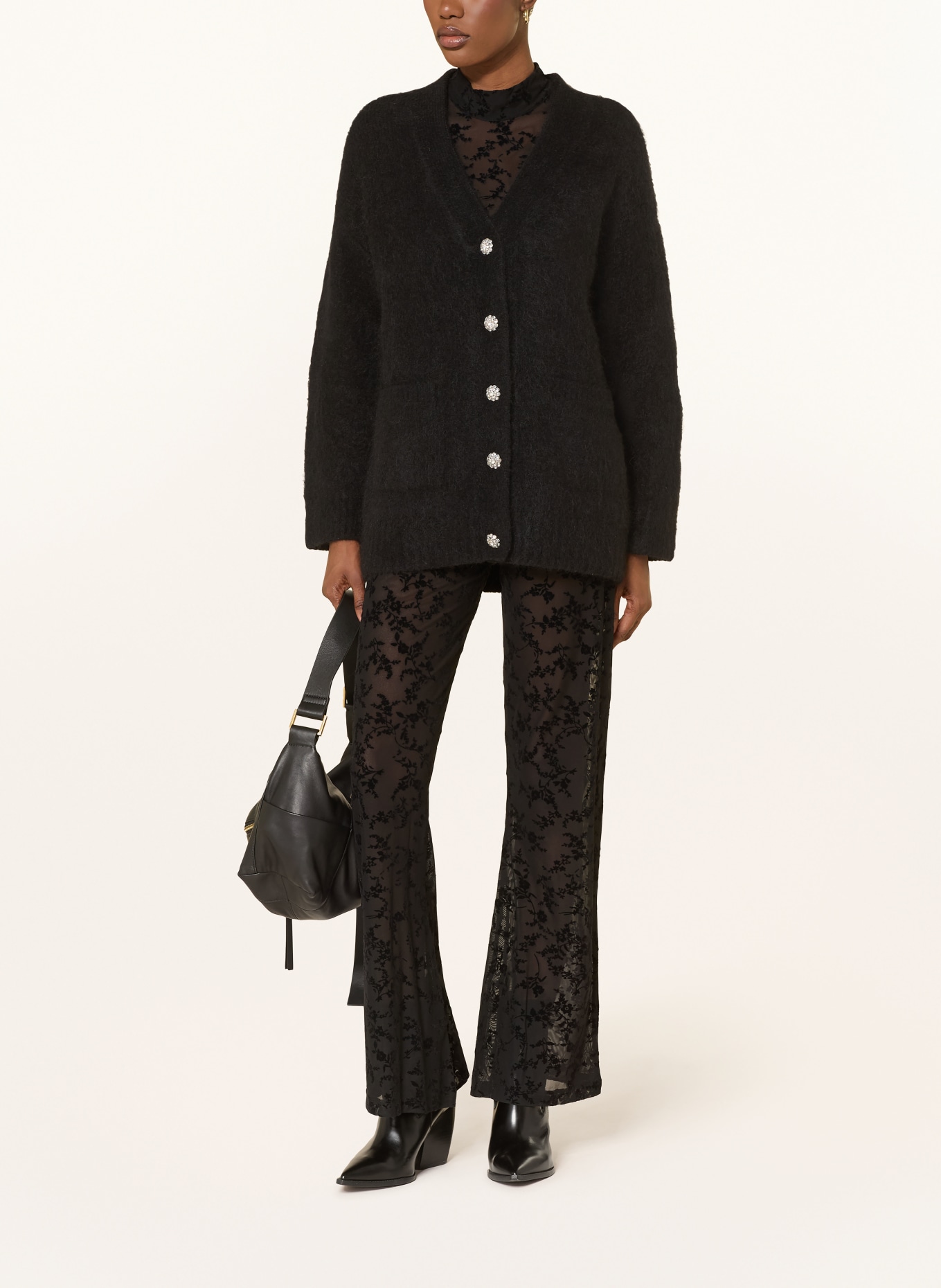 ALLSAINTS RUBI cardigan with mohair: BLACK