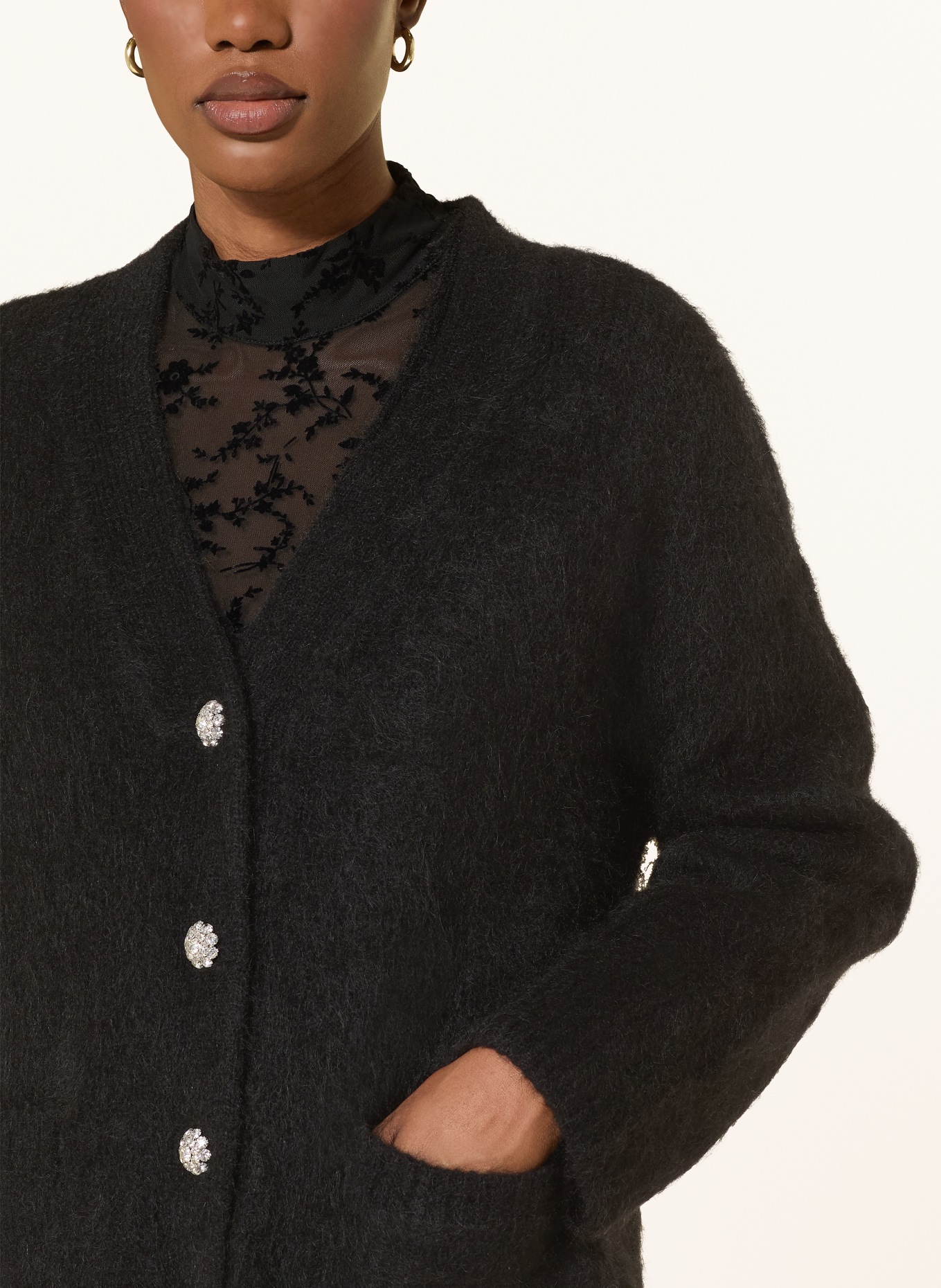 ALLSAINTS RUBI cardigan with mohair: BLACK